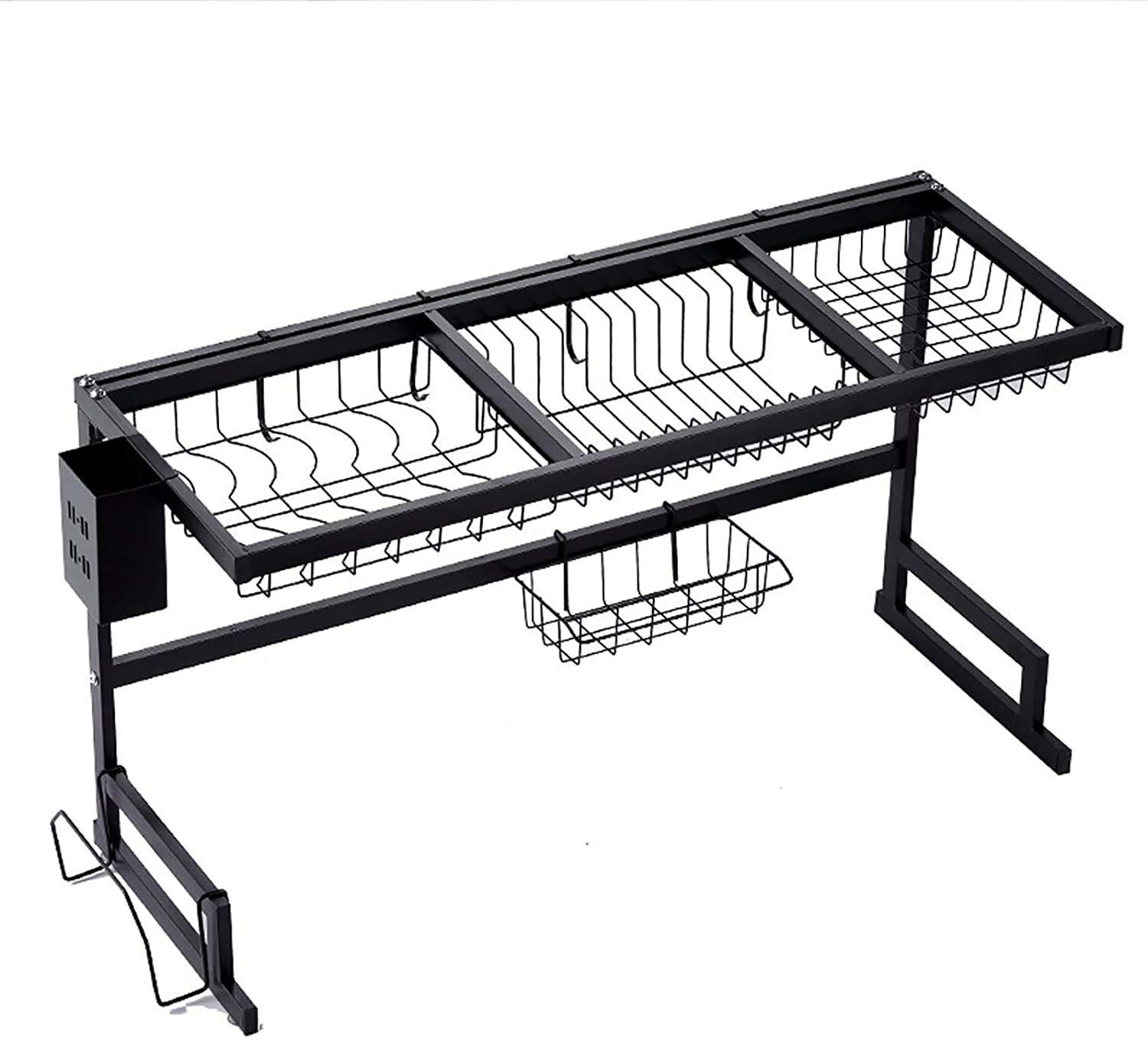 Stainless Steel Dish Drainer Rack - Modern Kitchen Drying Rack for Plates, Bowls & Utensils - Space Saving Dish Drying Storage Holder for Countertop - Perfect for Small Kitchens, Apartments & RVs
