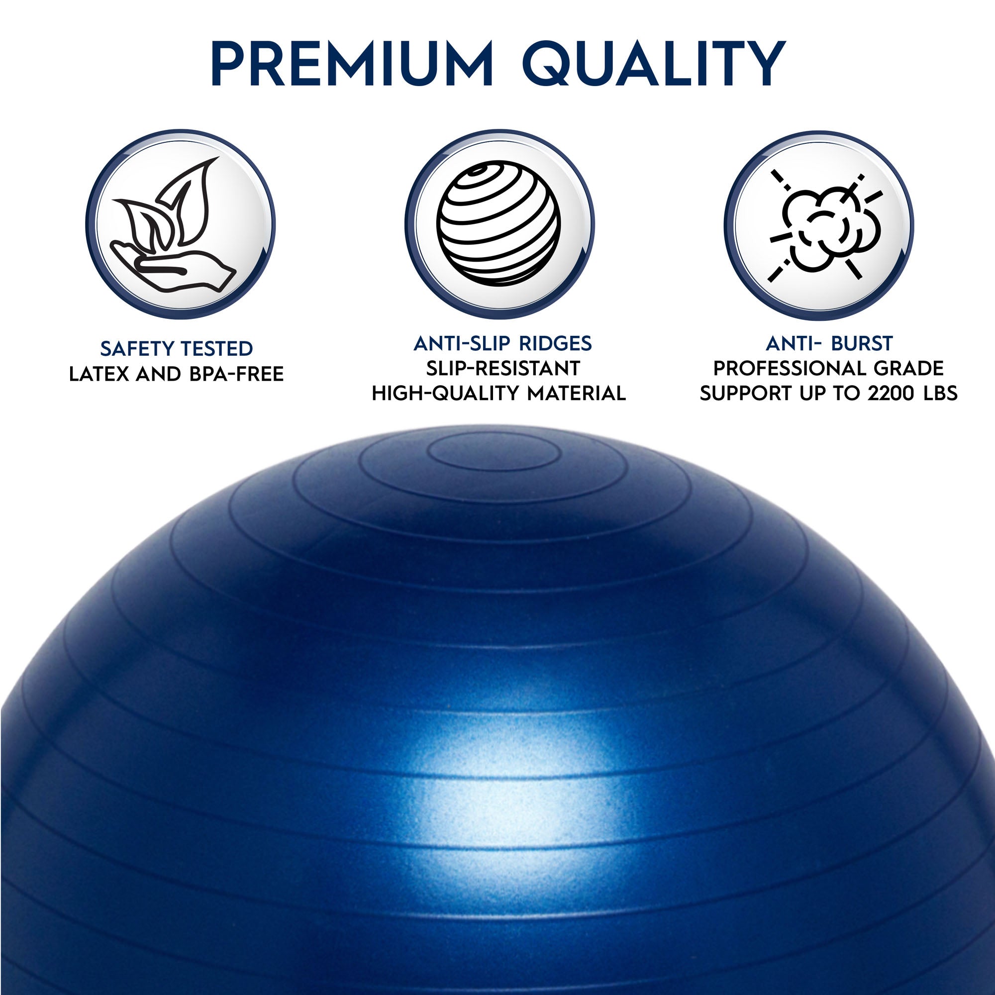 Bouncyband® 55cm Blue Balance Ball for Kids & Adults – Improve Focus, Fitness & Posture – Perfect for Classroom, Office & Home Workouts