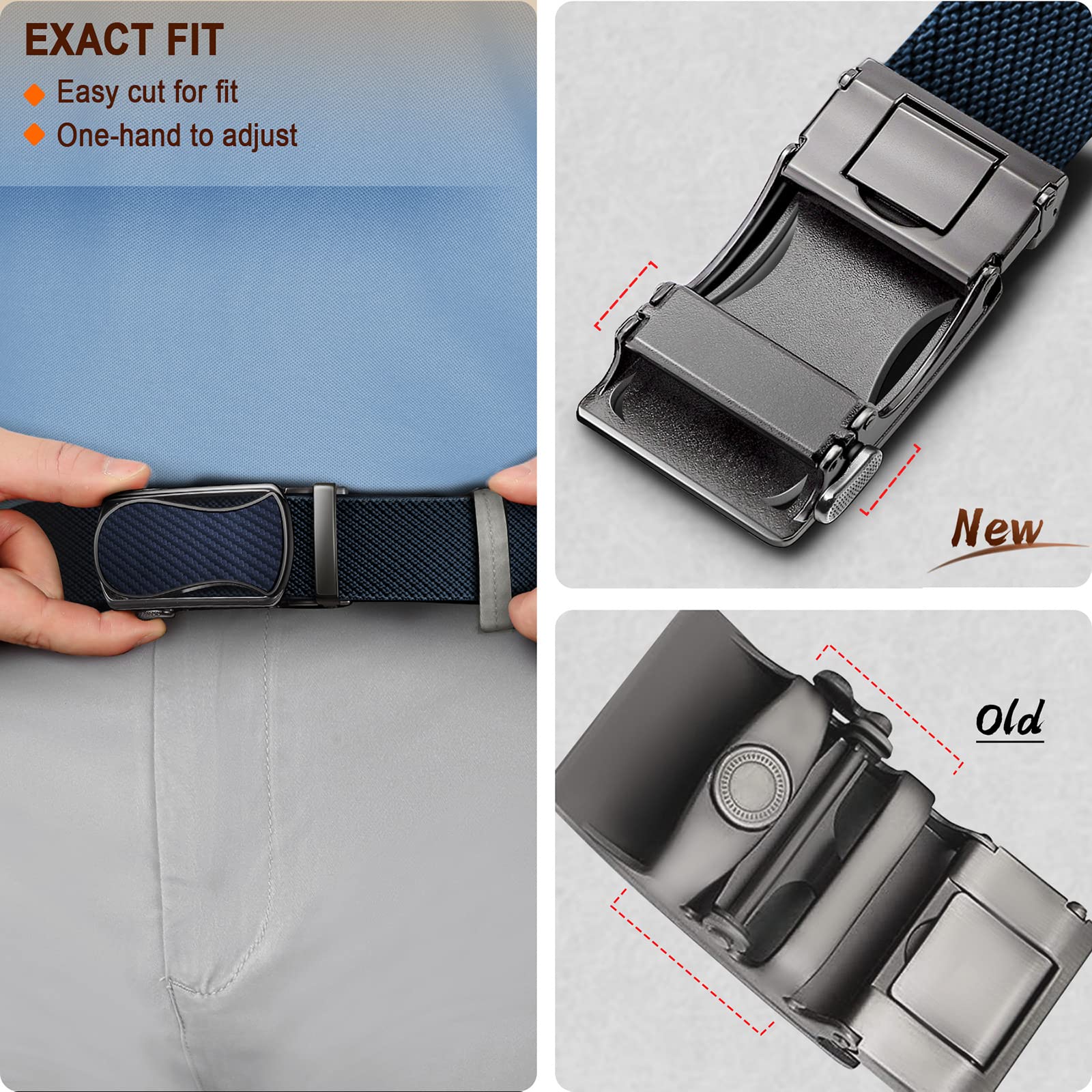BULLIANT Men's Golf Belt - Stretch Nylon Ratchet Belt for Golf & Hiking