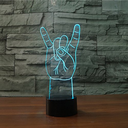 3D Rock Hand Night Light - 7 Color Changing LED Table Lamp for Kids Room, Animal Optical Illusion Desk Decor - Perfect Gift for Christmas, Birthday & Home Decor (Children's Toy, Nursery Lighting)