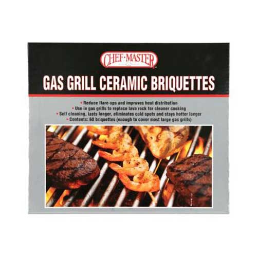 Chef Master 05004CM Premium Briquettes for Gas Grill - Pack of 50 | Perfect for Backyard BBQs, Camping & Outdoor Cooking