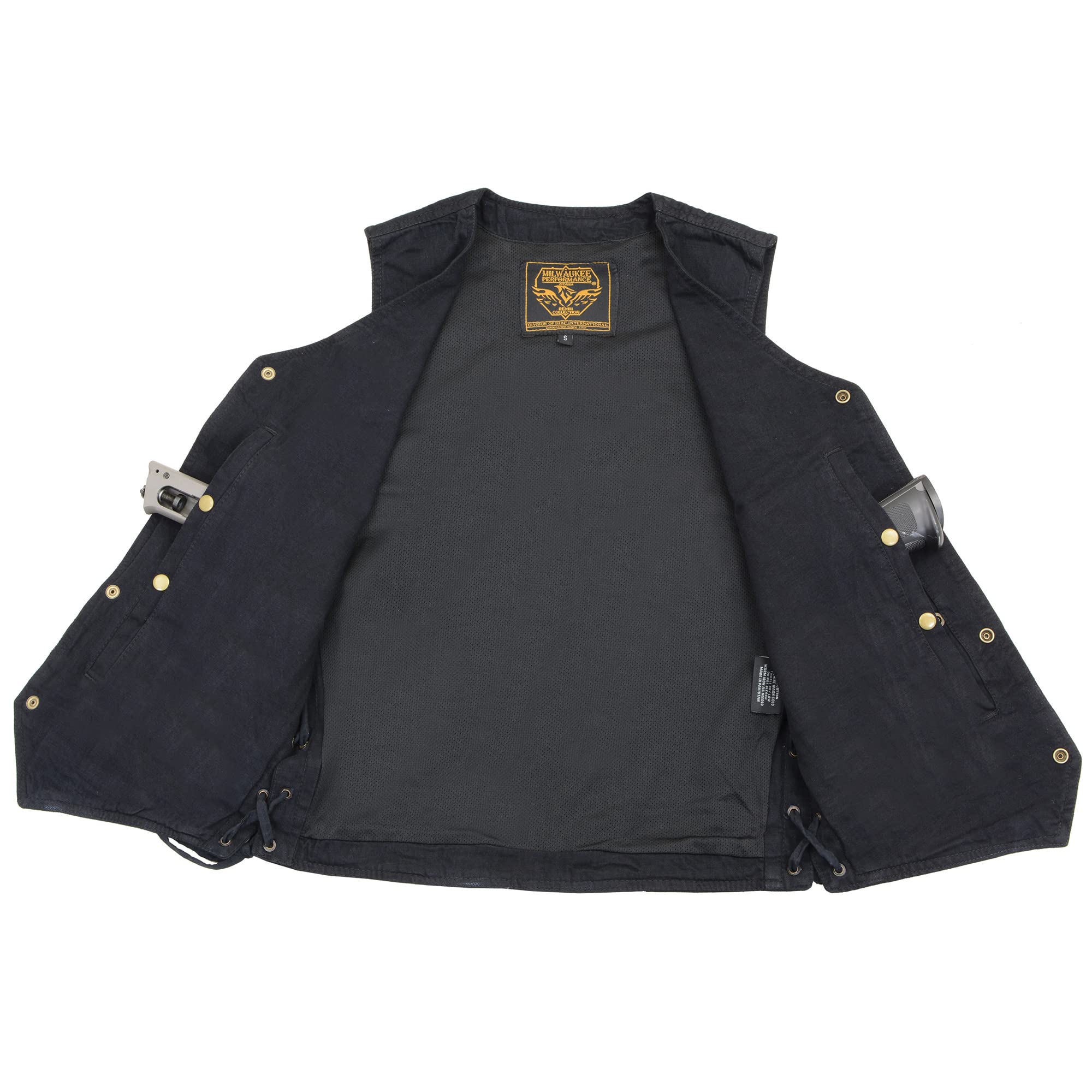 Men's 100% Cotton Black Denim Vest with Side Lace Detail - Size 42 - Slim Fit Casual Jacket for Streetwear, Layering & Outdoor Fashion