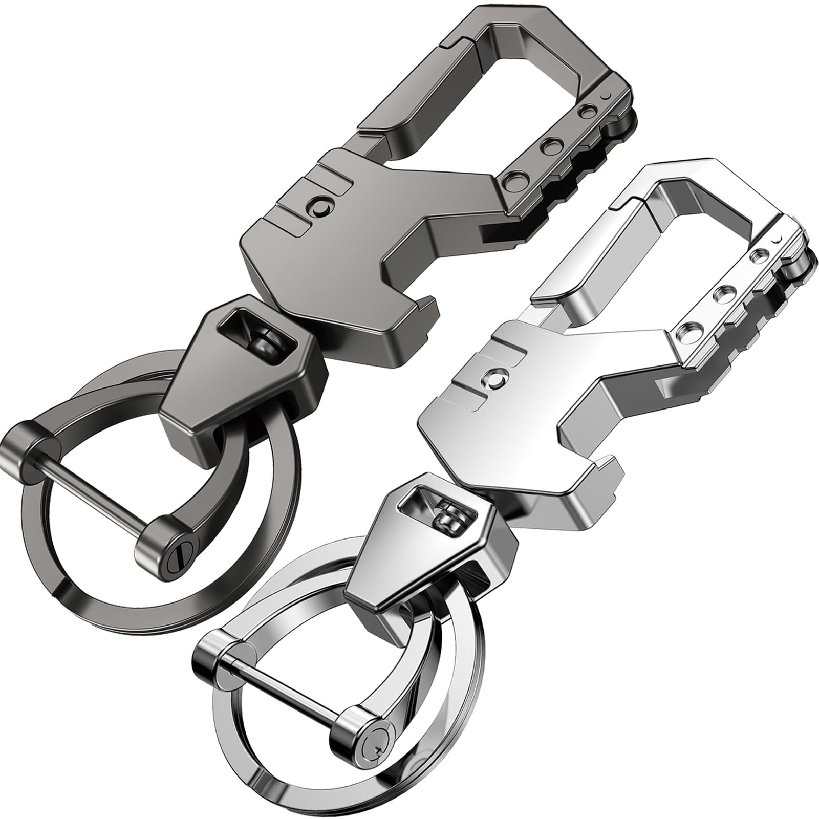 Heavy Duty Keychain Opener with 2 Keyrings - Multifunctional Car Keychain Tool for Men & Women - Perfect for Outdoor Adventures, Daily Use, and Emergency Situations