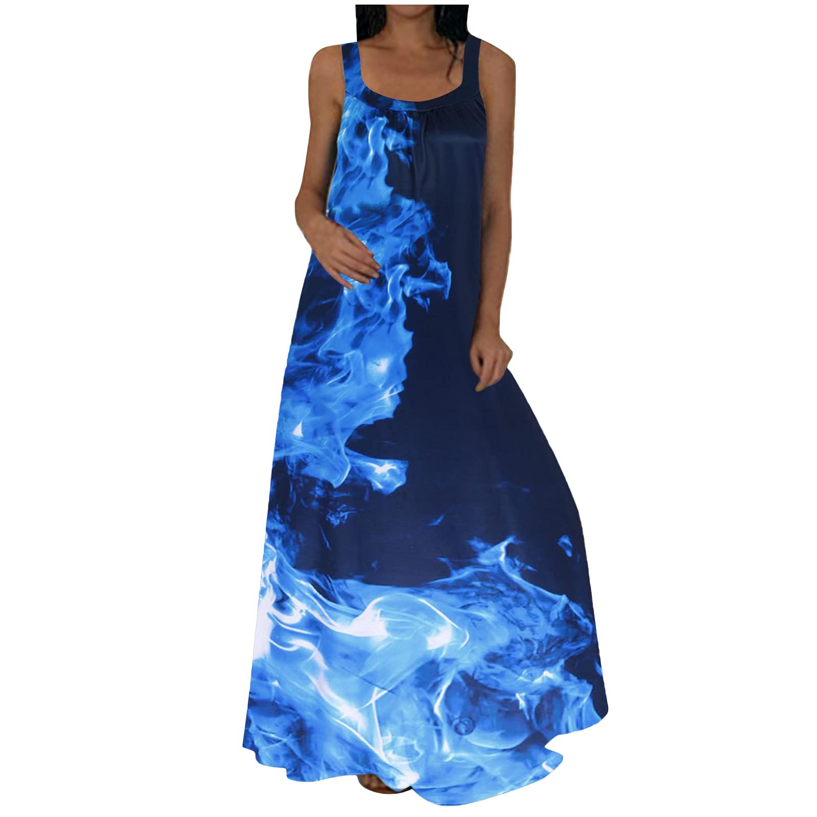 Trendy Women's Summer Dresses 2022 - Casual O-Neck Floral Print Floor-Length Maxi Dress with Sash | Perfect for Mother's Day Gifts, Beach Vacations & Summer Parties