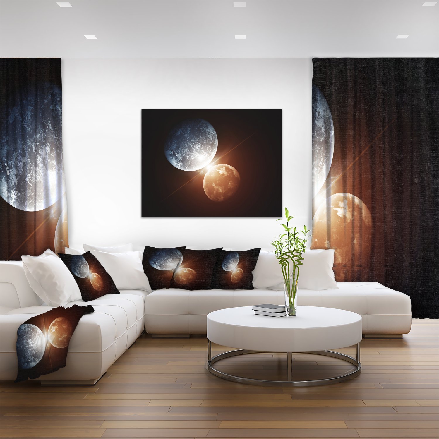 Kiss Between Two Planets - Stunning Space Canvas Art Print for Home & Office Decor | Astronomy Lover Gift | Living Room, Bedroom Wall Art