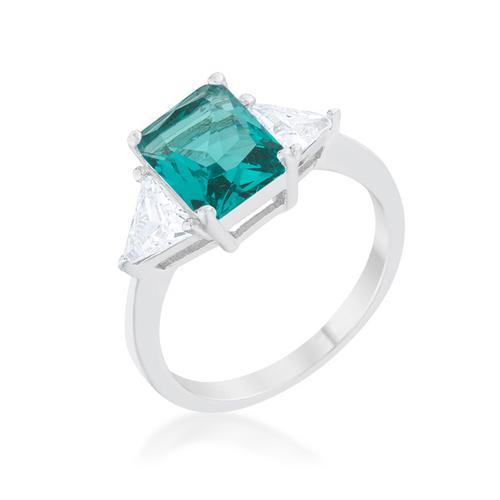 Classic Aqua Rhodium Plated Engagement Ring for Women - Elegant Wedding Band, Promise Ring, Anniversary Gift for Her - Perfect for Proposals, Bridal Jewelry, and Special Occasions