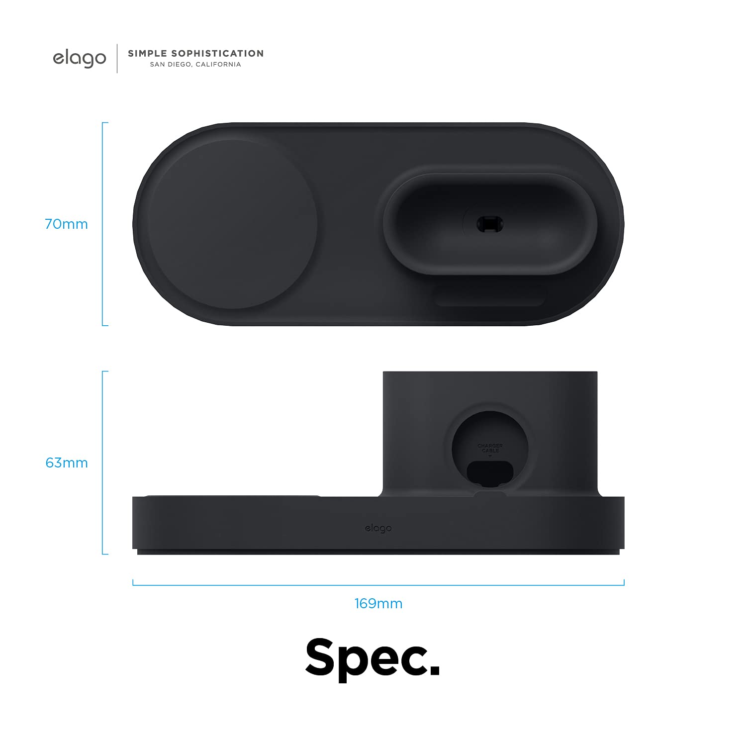 elago MagSafe Charging Station for iPhone 16/15/14/13/12 Series | Wireless Charger for AirPods 4/Pro 2/Pro/3 & All Apple Watch Models | Fast Magnetic Charging Stand | Perfect for Nightstand, Office Desk & Travel | Black (Cables Not Included)