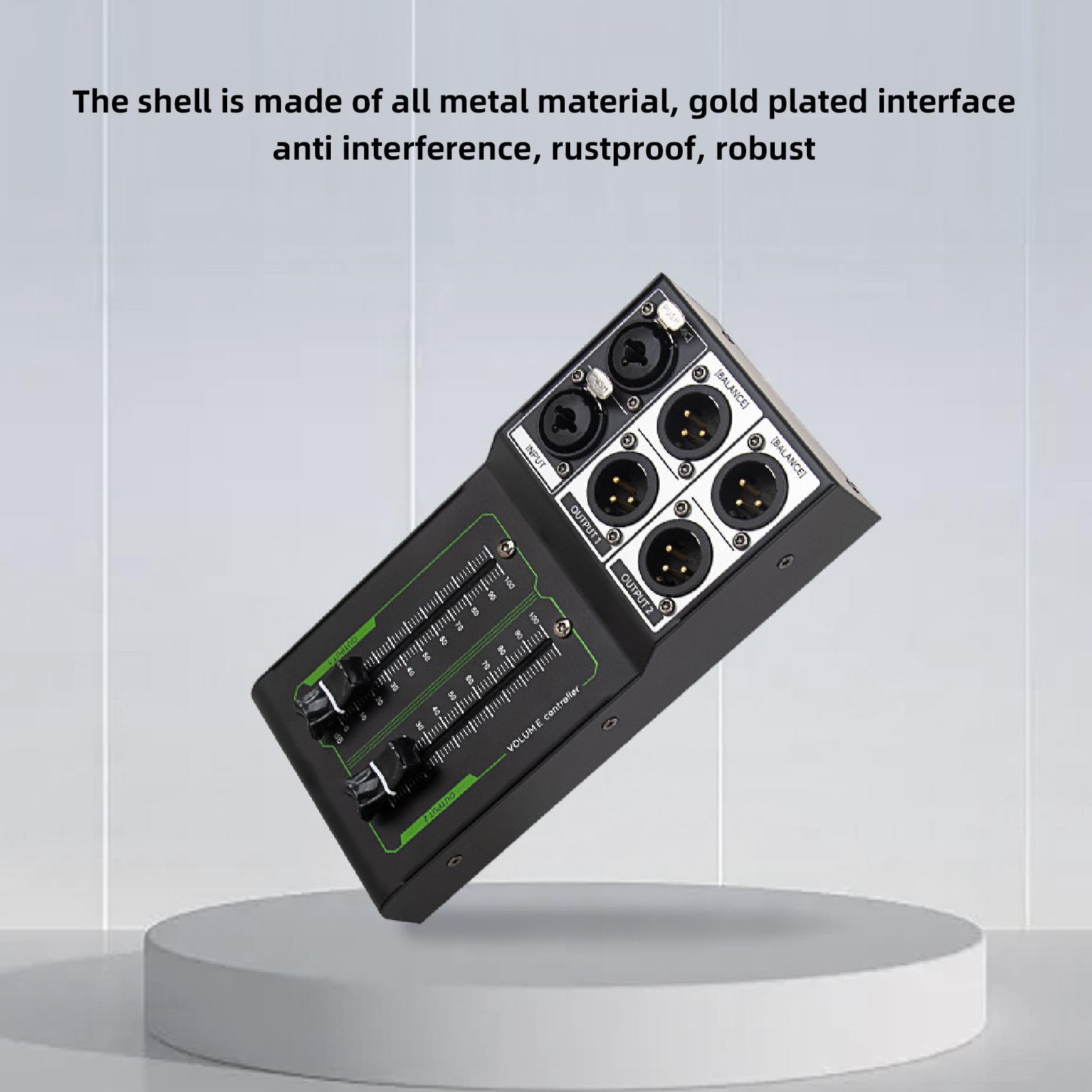 Passive XLR Volume Controller - 1 Input 2 Output Stereo Monitor Controller with No Loss Audio Adjustment | Plug & Play for Studio Recording, Home Theater & Professional Audio Systems | Perfect for Mixing, Mastering & Audio Production