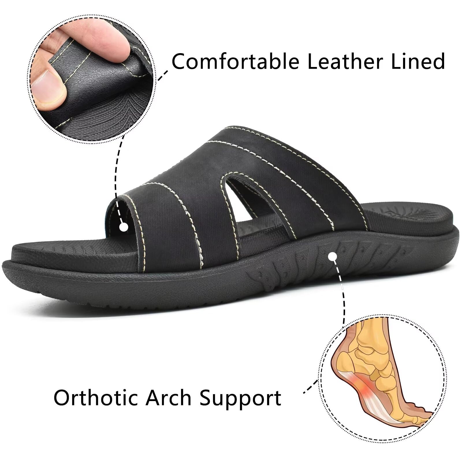 **Women's Orthotic Slides with Arch Support - Lightweight Yoga Sandals for Plantar Fasciitis Relief - Comfortable Cushioned Slippers for Walking, Running & Home Use**
