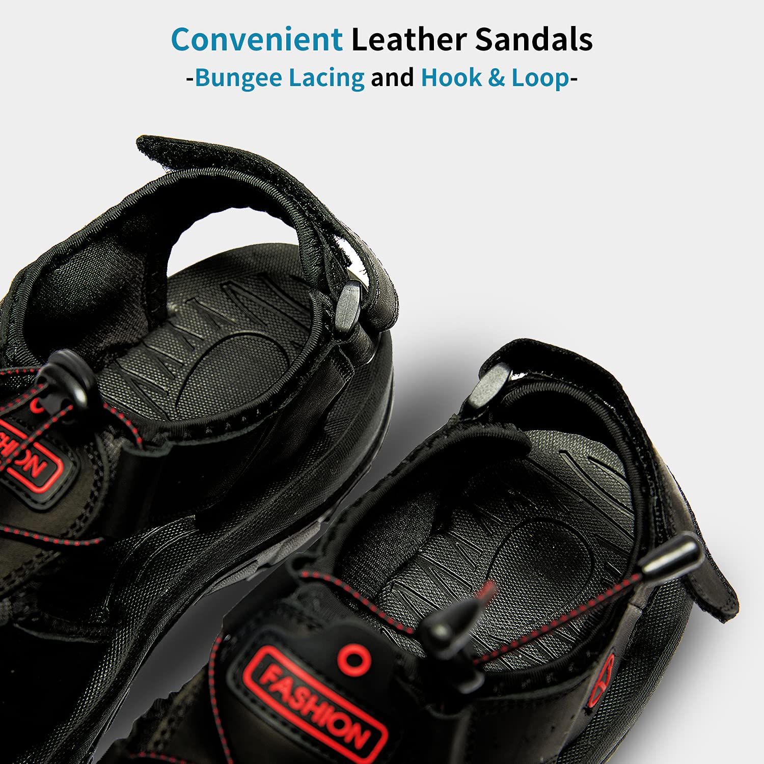 TFO Men's Leather Fisherman Sandals - Closed Toe Water Shoes for Hiking, Trekking & Walking | Breathable Athletic Sport Sandals for Summer Outdoor Activities, Beach & Water Sports