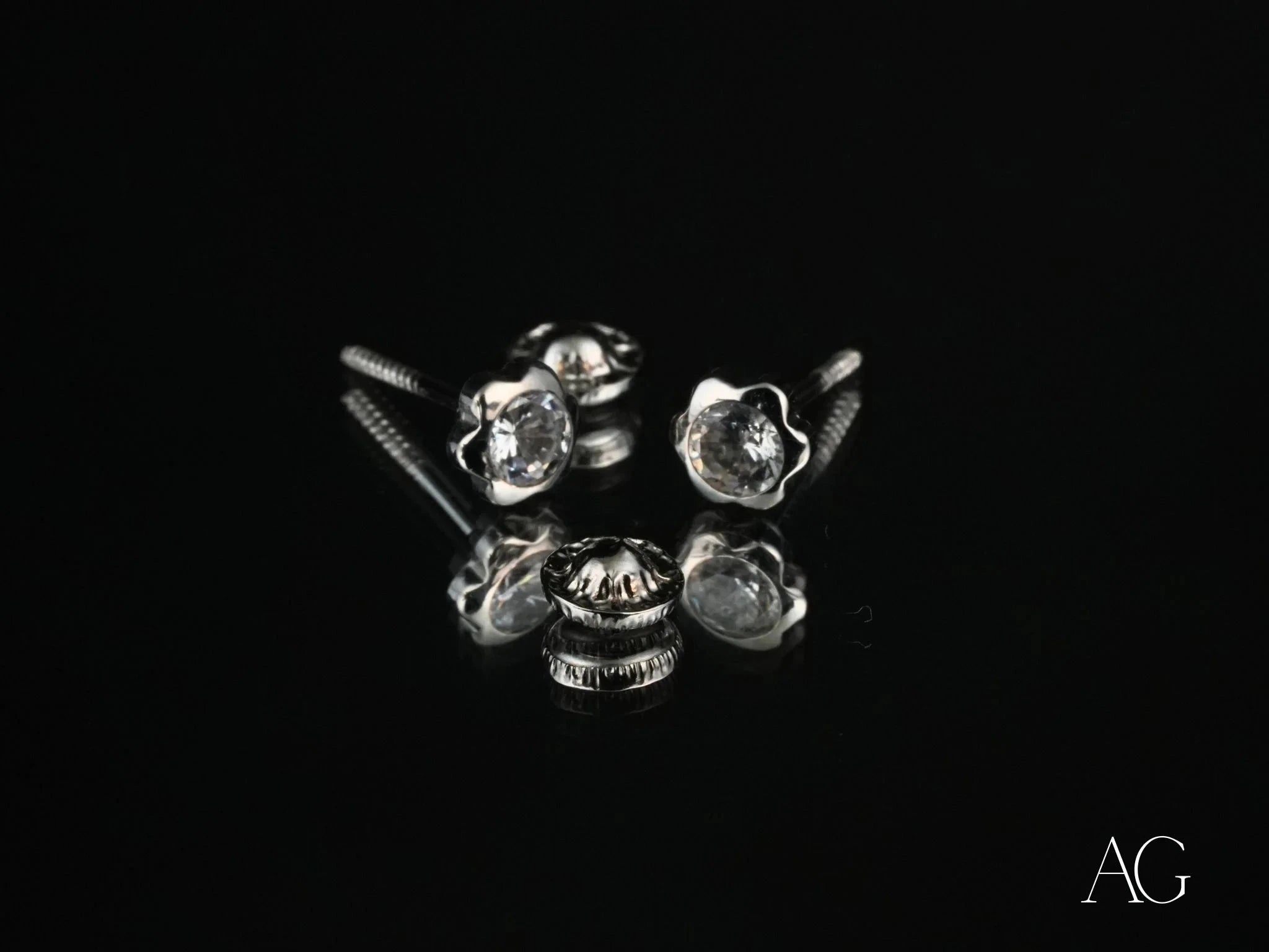 18K White Gold Cubic Zirconia Stud Earrings for Women - Elegant & Hypoallergenic Jewelry for Weddings, Parties & Everyday Wear