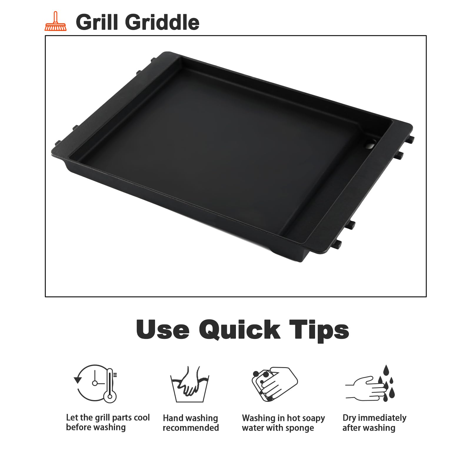 Weber Genesis 300 Grill Griddle Replacement Parts - Compatible with Genesis E-310, E-320, E-330, S-310, S-320, S-330, EP-310 Models - Heavy Duty Cast Iron Griddle Pan & Flat Top for Gas Grills - Perfect for Outdoor BBQ, Backyard Cooking & Camping