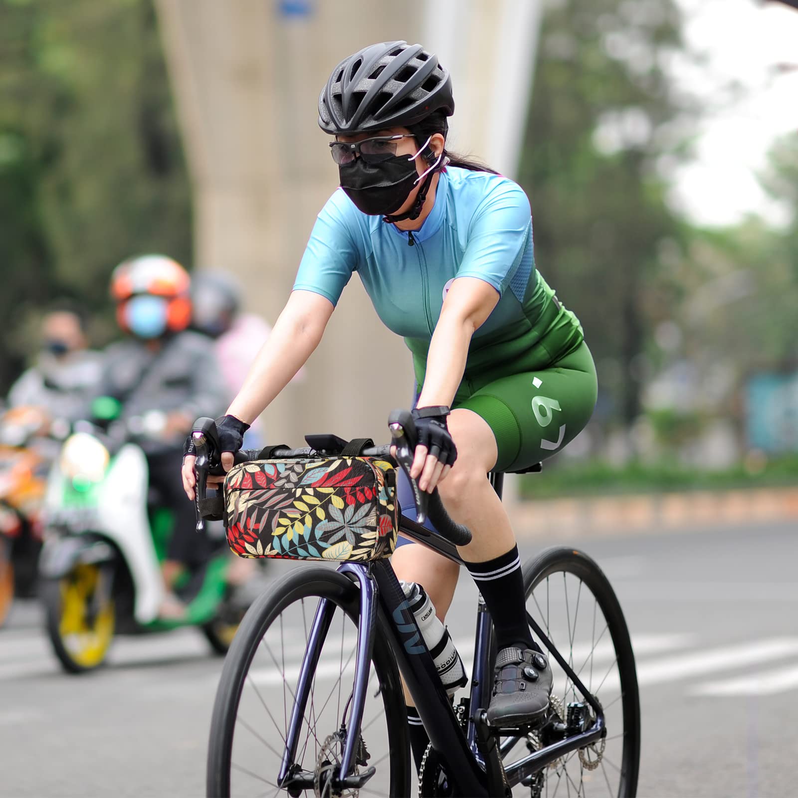 Waterproof Bike Handlebar Bag - Multi-Functional Mountain & Road Bicycle Front Bag with 2 Adjustable Shoulder Straps (Black) | Perfect for Cycling Commuting, Outdoor Adventures & Daily Storage