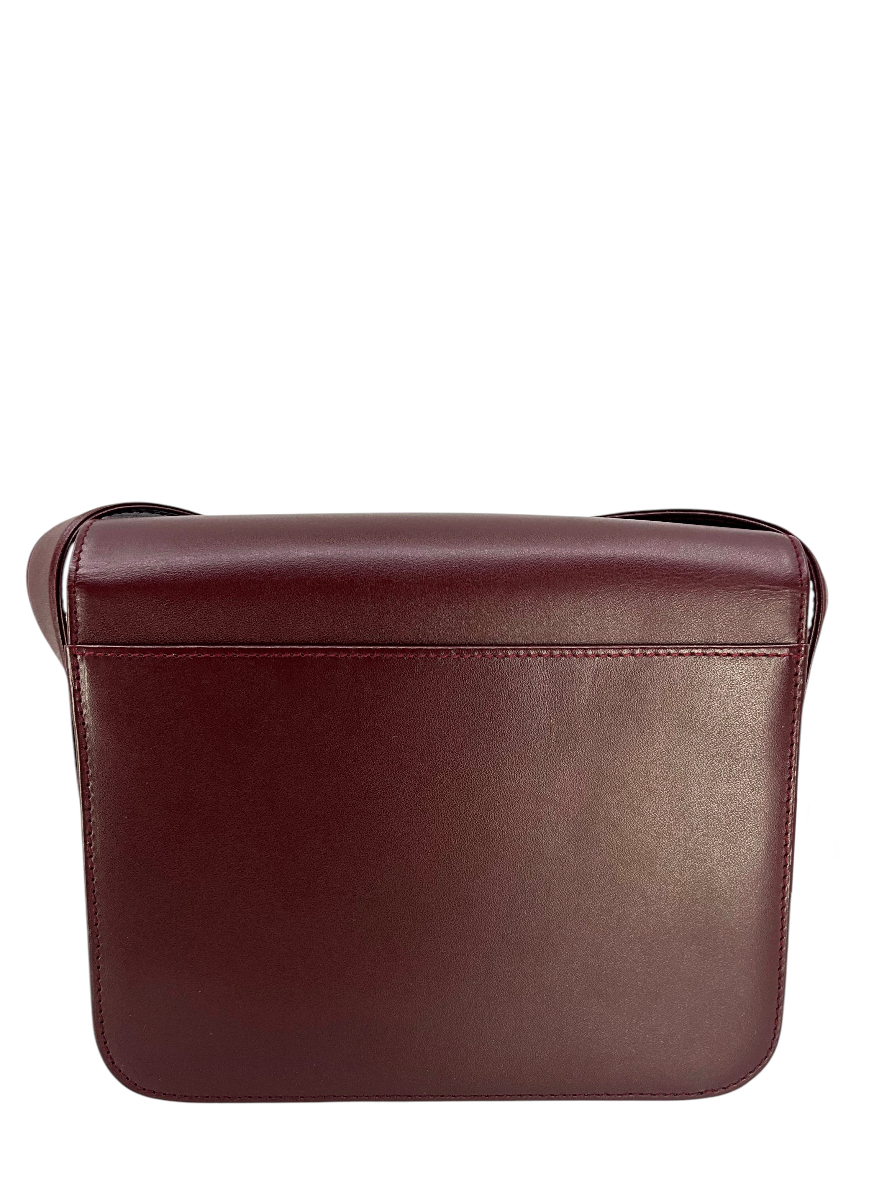 Cartier Must Line Turn Lock Leather Shoulder Bag for Women - Luxury Designer Crossbody Purse with Gold-Tone Hardware, Perfect for Work, Travel & Evening Events