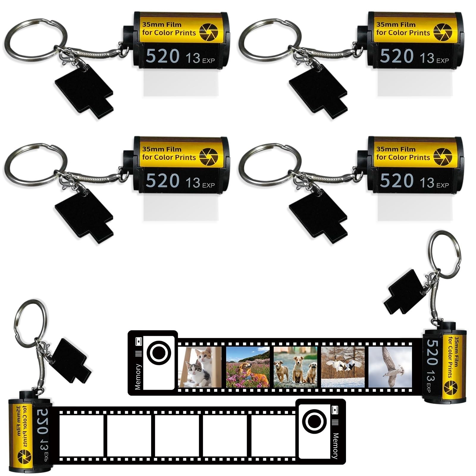 Double-Sided Sublimation Blank Memory Film Roll Keychain - Customizable Photo Keyring for Gifts, Souvenirs & Promotional Items - Perfect for Travel, Photography Enthusiasts & Personal Keepsakes