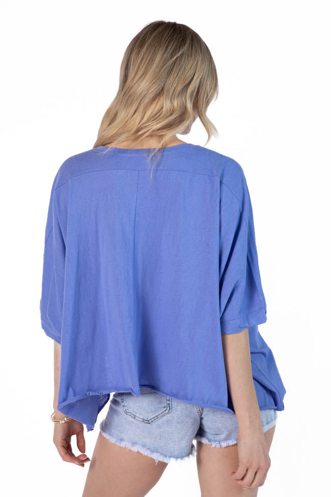Stylish Blue Asymmetrical Hem T-Shirt for Women - Trendy Casual Top with Unique Design | Perfect for Everyday Wear, Outings & Fashion Statements