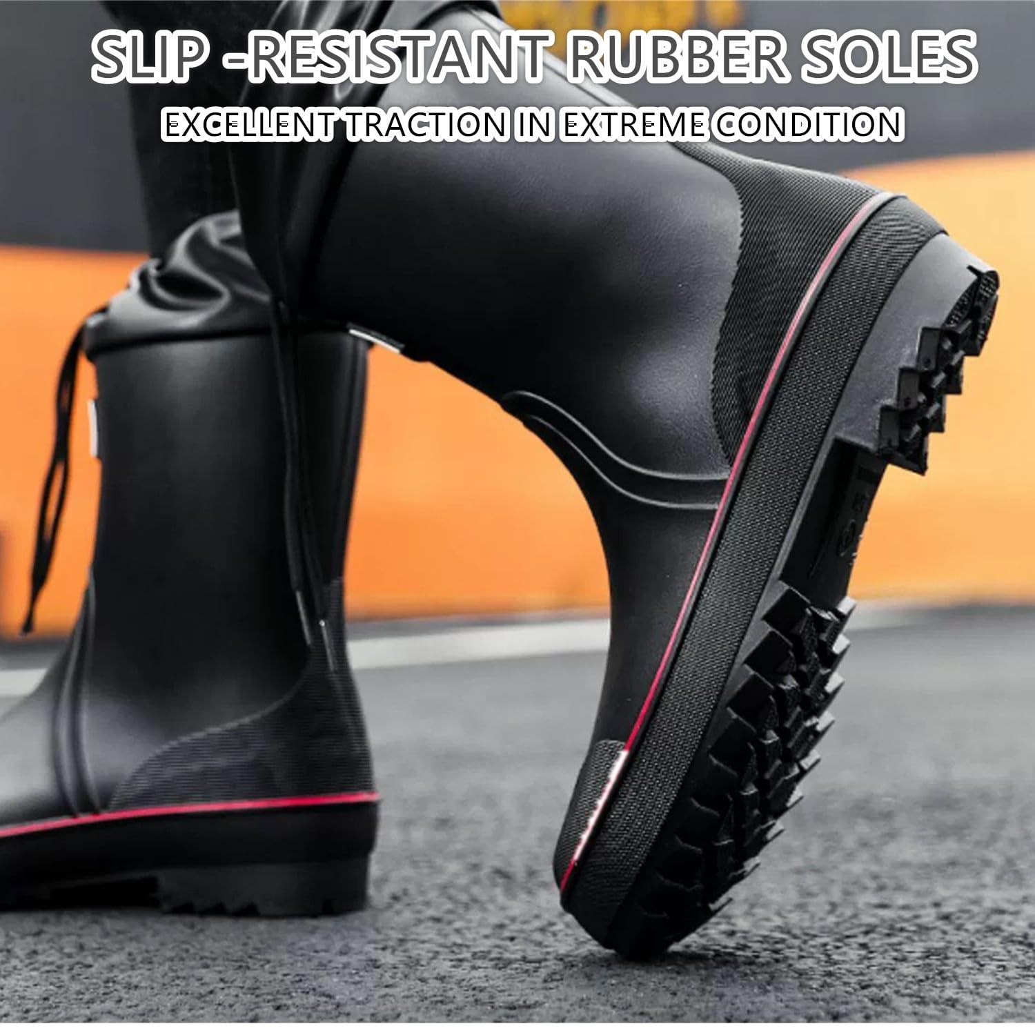 **Men's Waterproof PVC Rubber Rain Boots - Lightweight Comfortable Mid-Calf Outdoor Mud Boots for Gardening, Fishing, Yard & Farm Work - Ideal for Wet Weather, Puddles & Outdoor Chores**