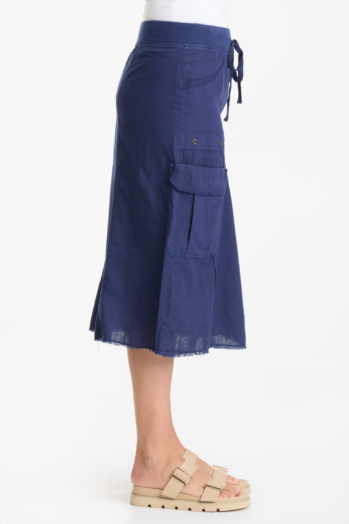 Linen Bellamy Skirt - Women's Flowy Midi Skirt with Pockets | Breathable Summer Skirt for Casual Wear, Beach Outfits & Boho Style
