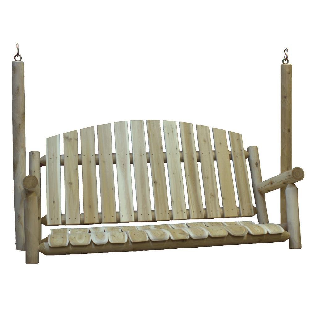 Lakeland Mills CF75 5-Foot Country Porch Swing - Rustic Wood Outdoor Hanging Bench for Garden, Patio, Backyard Relaxation & Decoration