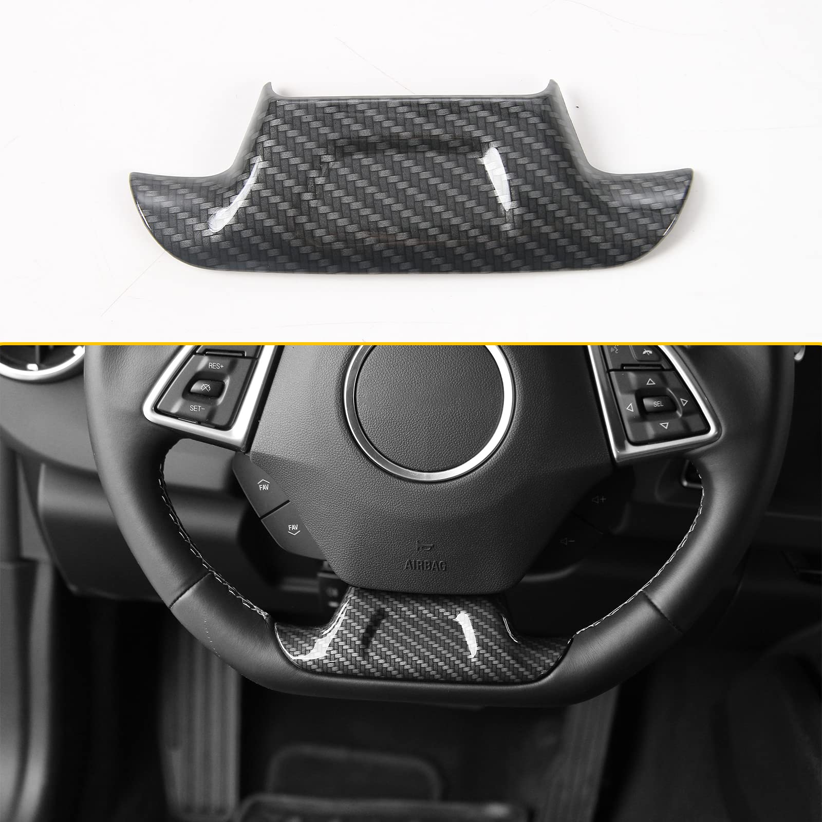 Carbon Fiber Steering Wheel Trim Cover for Chevrolet Camaro 2017-2022 | Interior Accessories Upgrade | Enhances Grip & Style for Sports Car Enthusiasts