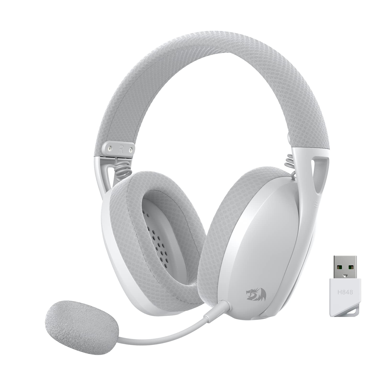 Redragon H848 BT Wireless Gaming Headset - Lightweight Over-Ear Headphones with 7.1 Surround Sound, 40MM Drivers & Detachable Mic - Compatible with PC, PS5/4/3, Nintendo Switch, Mobile - Perfect for Gaming, Streaming & Online Meetings