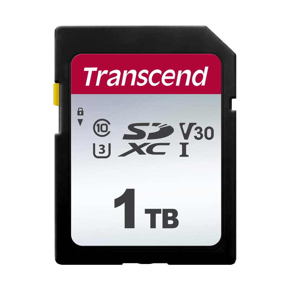 Transcend 1TB SDXC Memory Card - Class 10, UHS-I U3, V30 - High Speed for 4K Ultra HD Video - Compatible with Digital Cameras, DSLRs, Dash Cams & Car Radios - Perfect for Photography, Videography & In-Car Entertainment