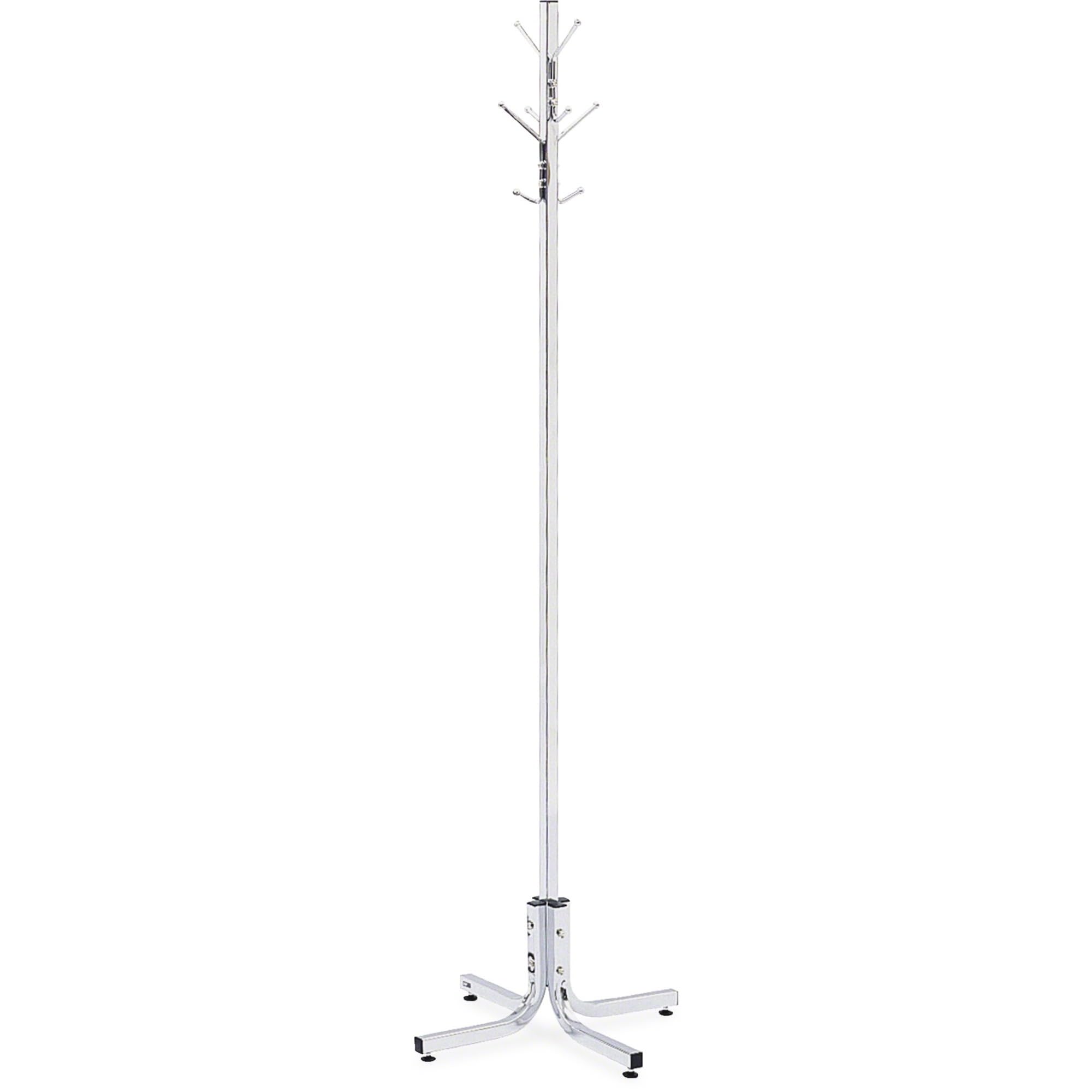 Safco Products 4163CR Chrome Coat Rack Tree with 4 Double Hooks - Heavy Duty Standing Coat Hanger for Home, Office, Retail Stores & Entryway Organization