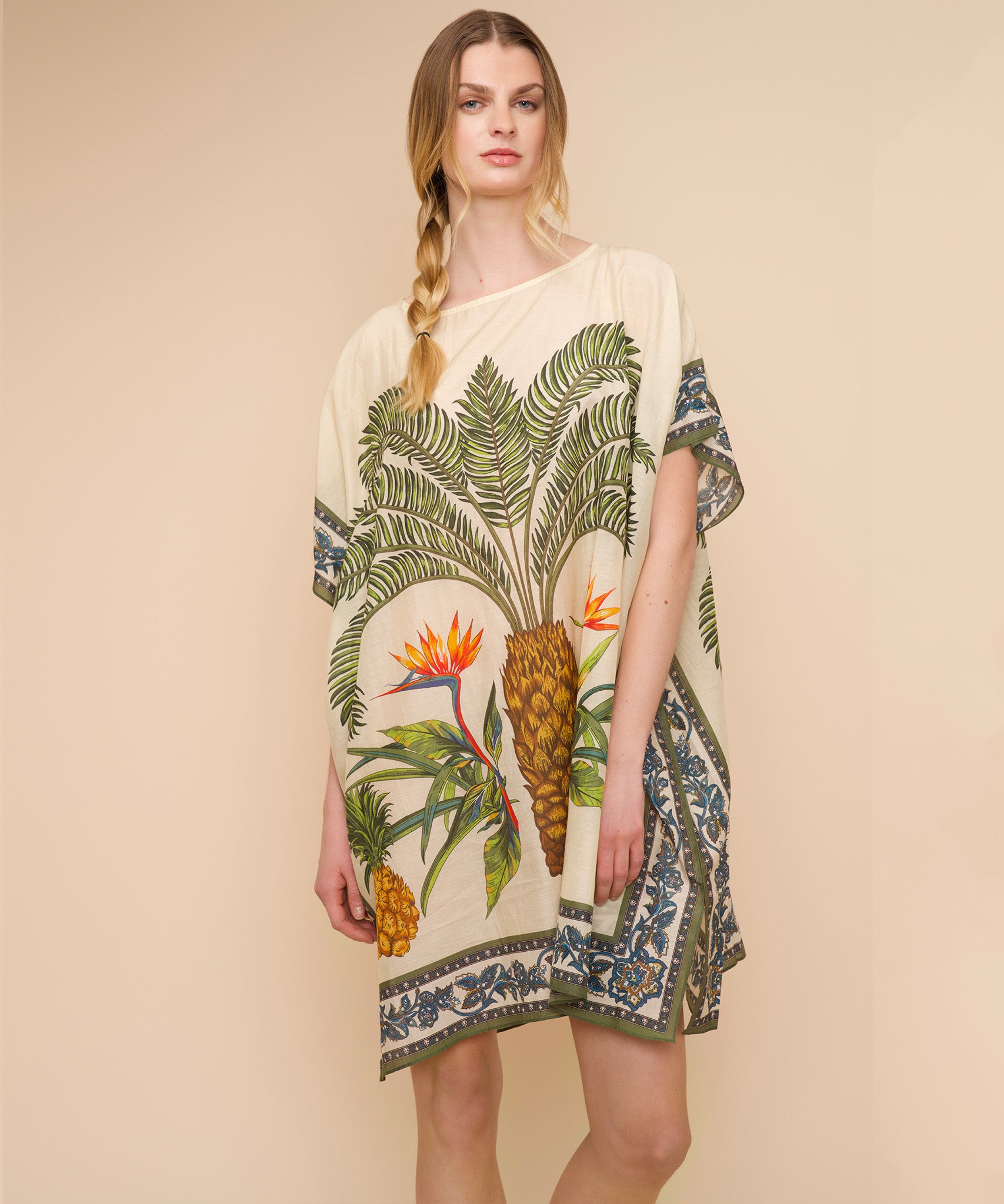 Palma Paradise Caftan - Flowy Beach Cover Up Dress for Women | Boho Summer Maxi Dress with Pockets | Perfect for Poolside, Vacation & Resort Wear