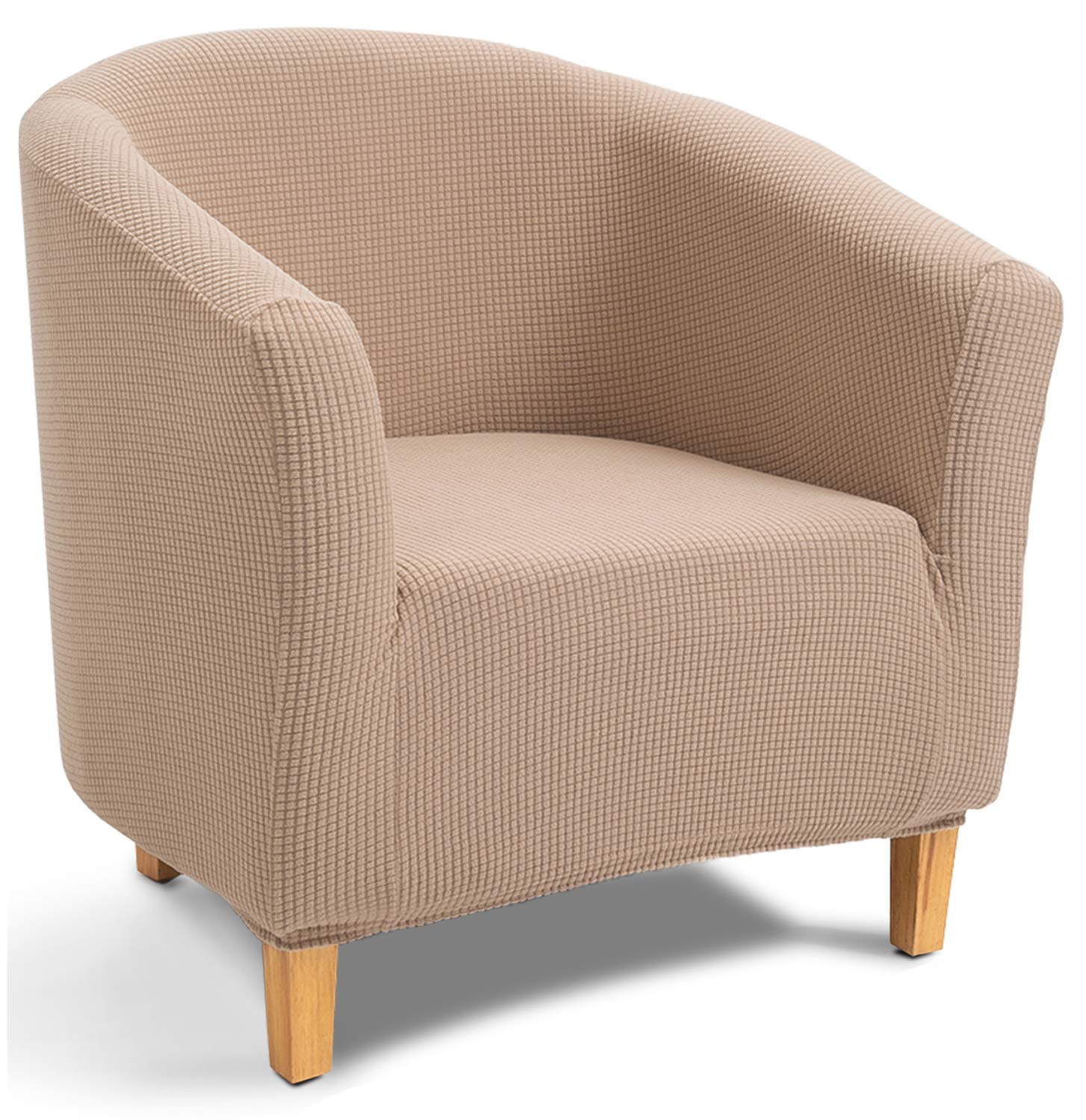 TIANSHU Jacquard Stretch Tub Chair Cover - Non-Slip Armchair Slipcover for Barrel Chairs in Sand Color | Perfect for Dining Room, Living Room, Office & Reception Areas