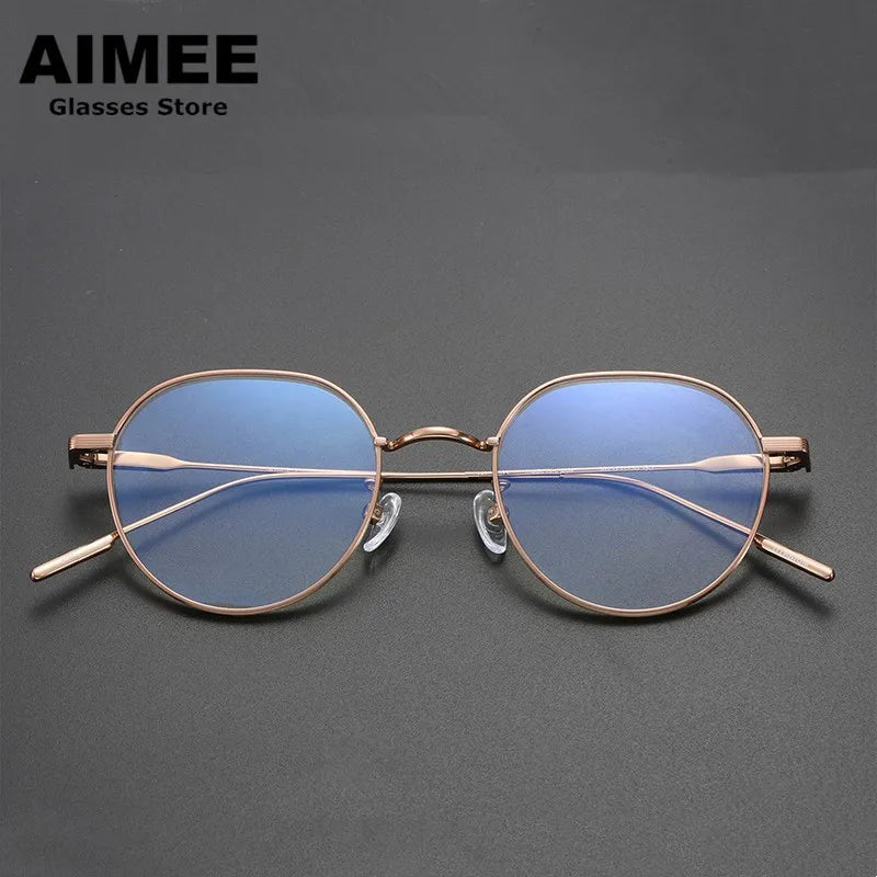 Aimee Women's Full Rim Flat Top Round Titanium Eyeglasses Frame 13850 - Lightweight & Durable for Work, Reading & Fashion