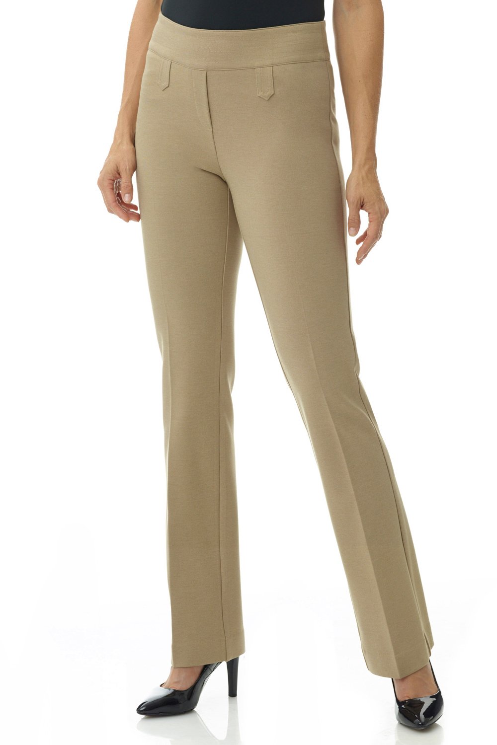 Rekucci Women's Tummy Control Bootcut Yoga Pants - Pull-On Stretchy Knit Pants for Work, Travel & Everyday Comfort