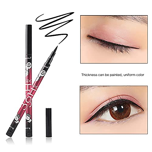 KAARM 36H Waterproof Liquid Eyeliner - Ultra-Precision Long Lasting Eyeliner Pencil, Smudge Proof & Water Resistant (Black, 12 Pack) for Party, Wedding & Daily Makeup Looks