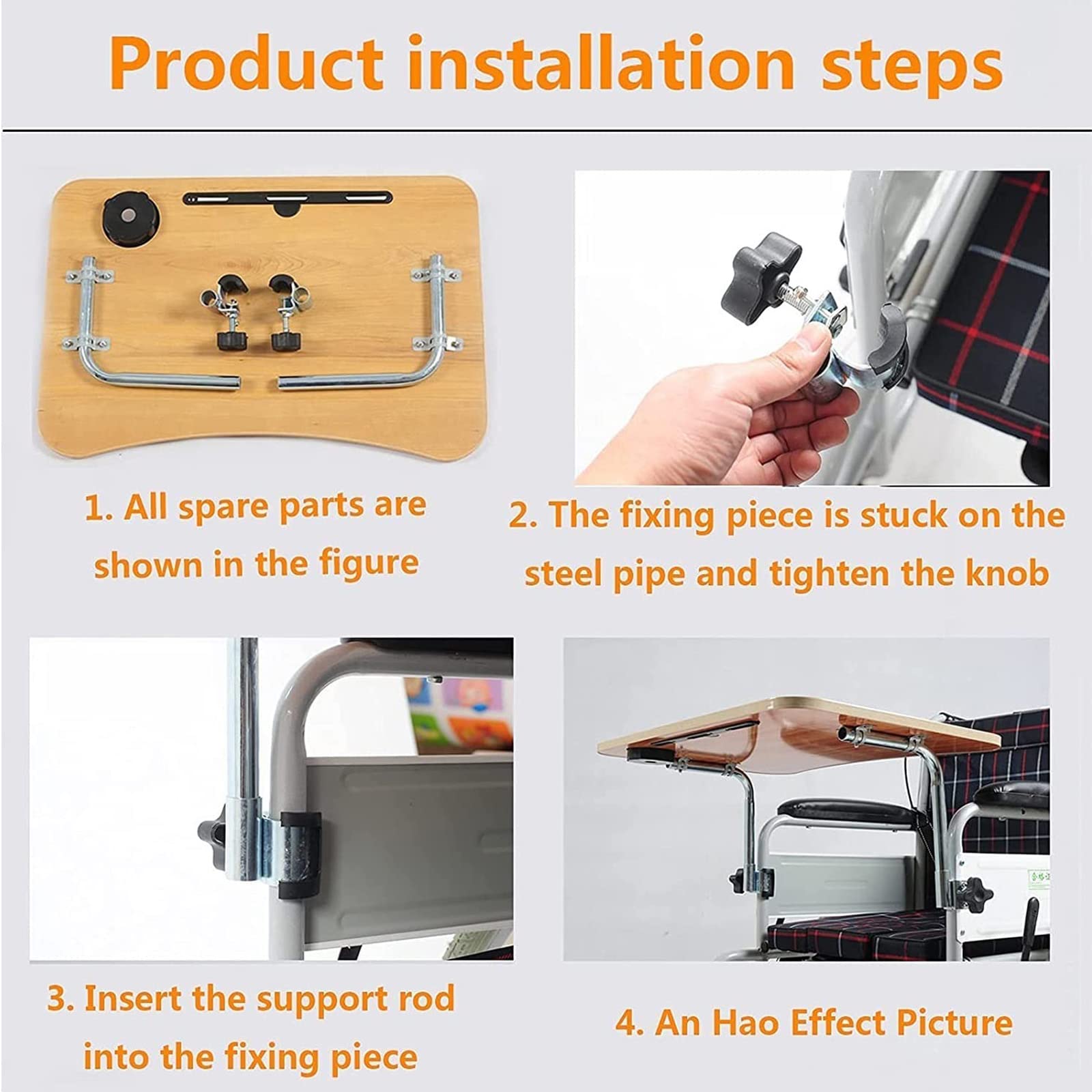 Universal Wheelchair Tray Table with Detachable Wooden Dining Board & Phone Holder - Portable Accessory for Eating, Working & Reading - Ideal for Wheelchair Users at Home or Outdoors