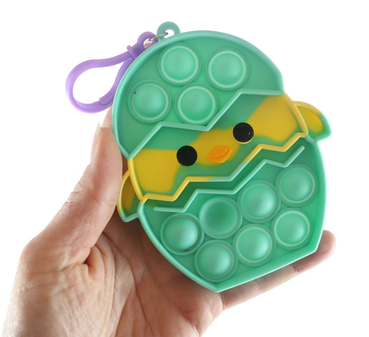 Easter Bubble Popper Toy Set of 2 - Bunny & Chick in Egg Silicone Push Poke Fidget Toy for Stress Relief - Sensory OT Toy for Kids & Adults - Perfect for Easter Basket Gifts, Classroom Rewards, and Anxiety Relief