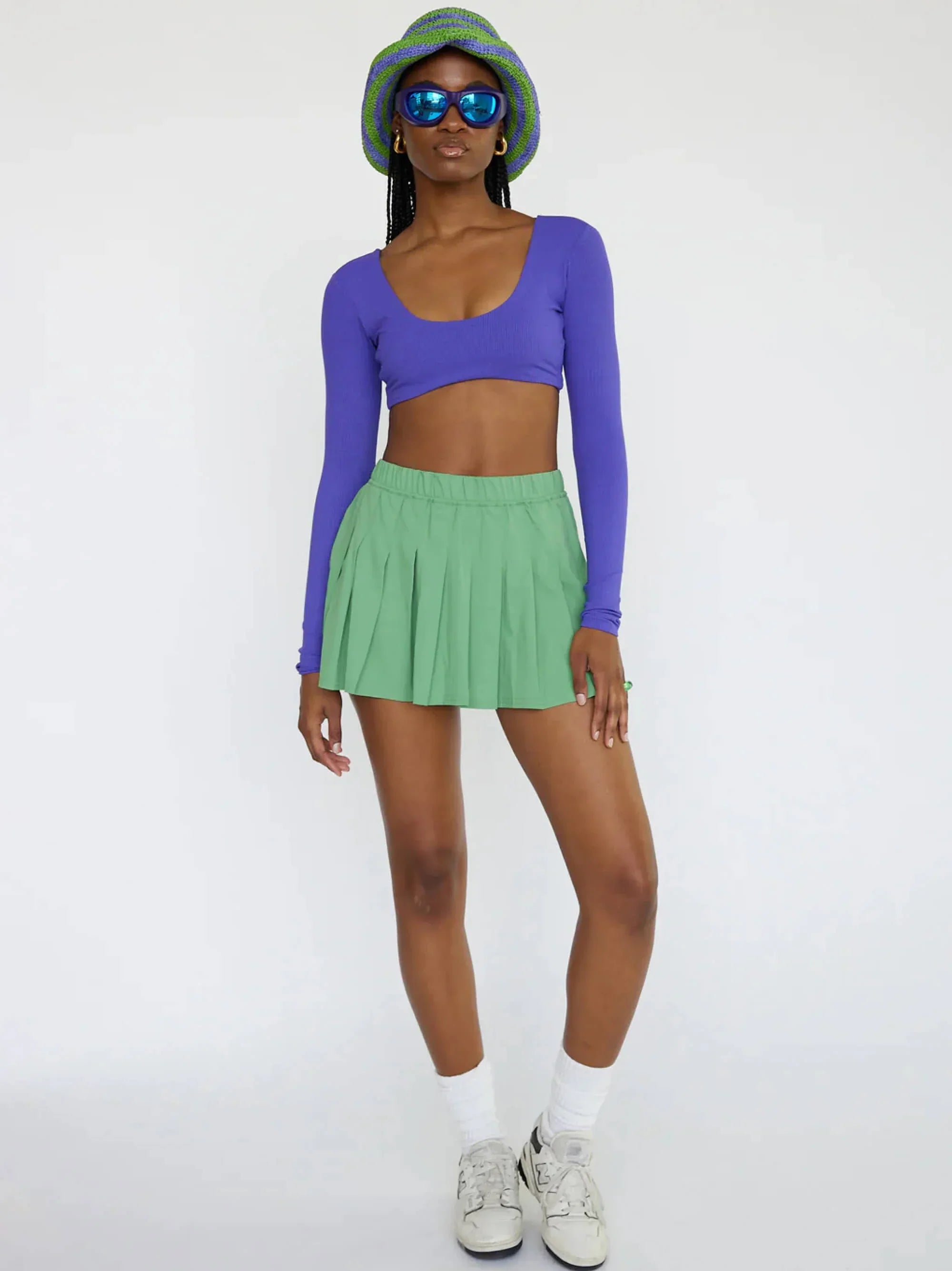 Women's Equipe Long Sleeve Cropped Top - Amethyst Purple Workout Shirt for Yoga, Running & Gym | Athletic Fitness Apparel
