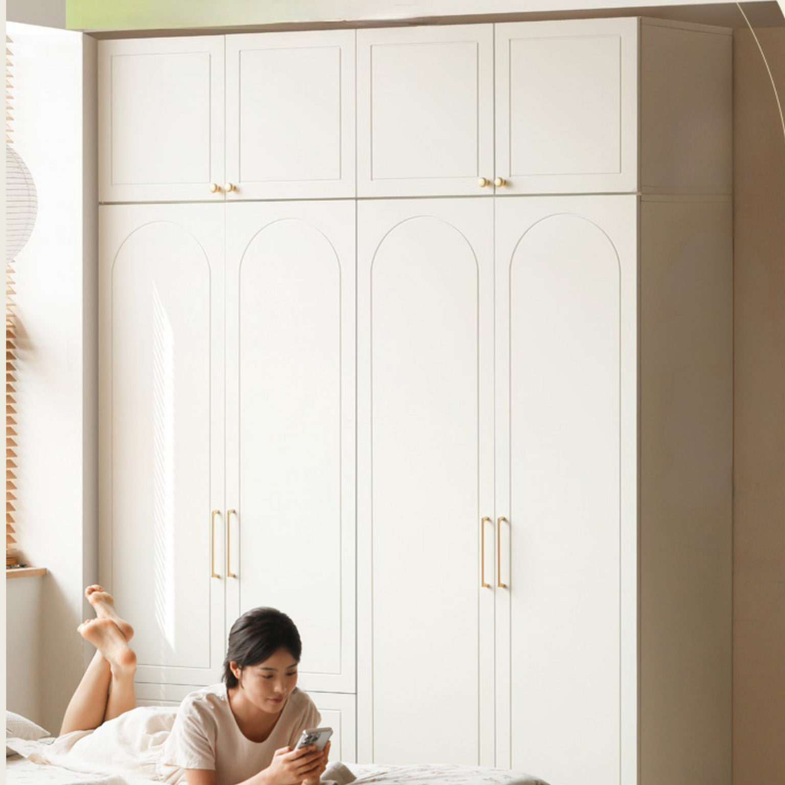 French Cream Pine Solid Wood Wardrobe - Elegant Bedroom Storage for Clothes & Accessories | Perfect for Master Bedroom, Guest Room & Walk-In Closets