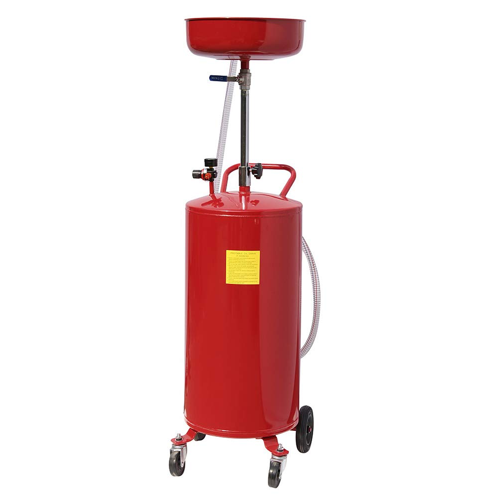 MOTOOS 20-Gallon Portable Waste Oil Drain Tank with Adjustable Funnel & Wheels - Heavy Duty Steel Oil Drain Pan for Automotive, Motorcycle & Machinery Maintenance - Ideal for Garages, Workshops & DIY Oil Changes