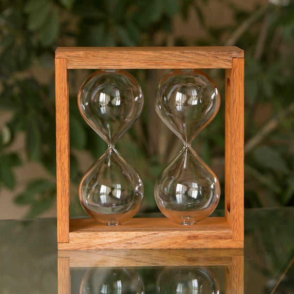 Premium Figured Mahogany Double Hourglass Kit - Elegant Wooden Timekeeper for Home Office Decor, Meditation Timer, and Unique Gift Idea