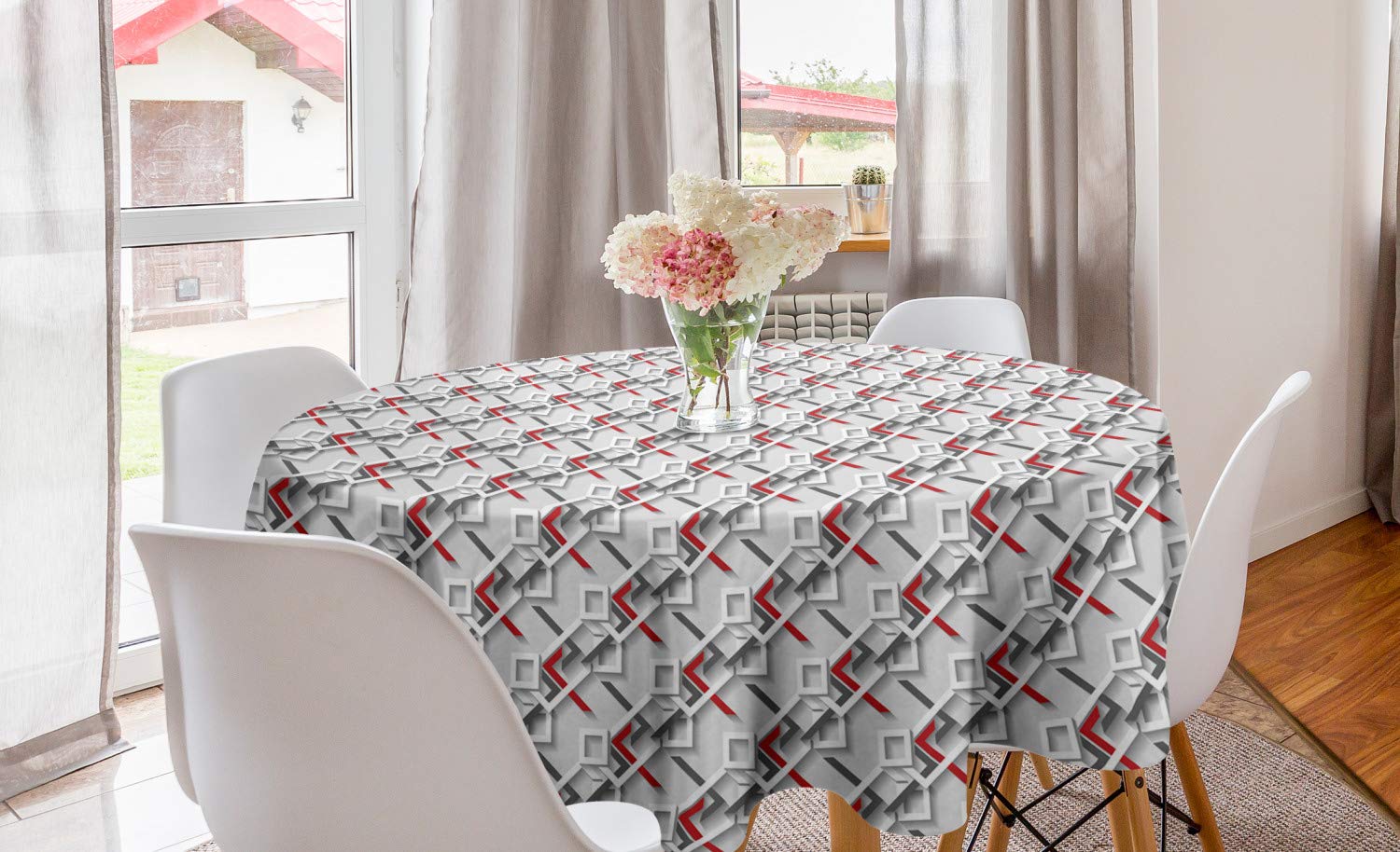 Ambesonne Geometric Round Tablecloth 60