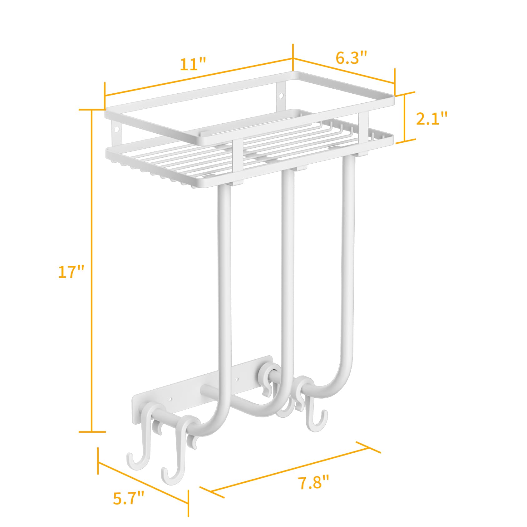 Stainless Steel Wall Mounted Bathroom Towel Rack with 4 Hooks & Shelf - Space Saving Towel Holder Organizer for Small Bathrooms (Holds 3 Large Rolled Towels, White) - Perfect for Bathroom, Laundry Room & Spa Decor