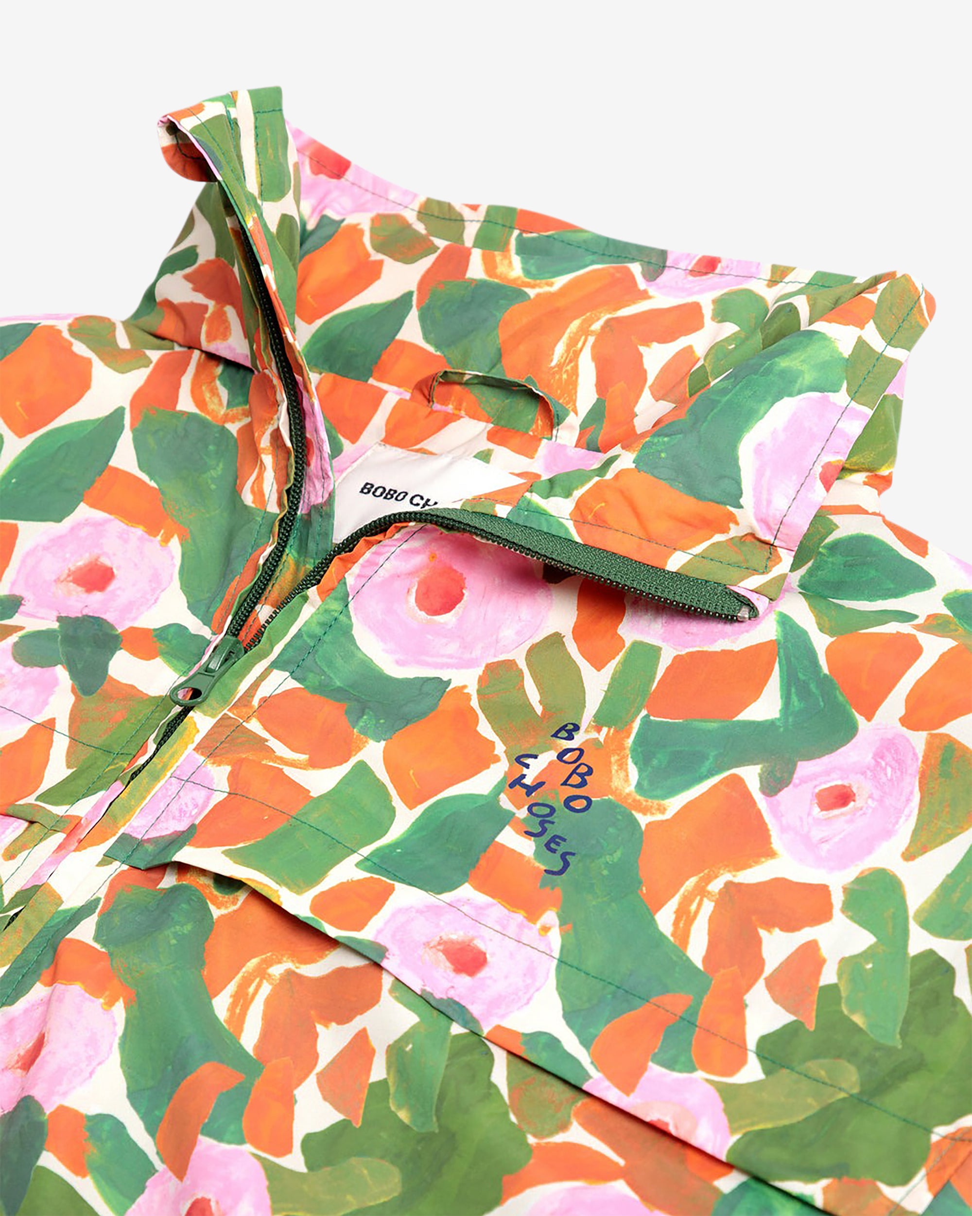 Bobo Choses Floral Print Windstopper Jacket for Kids - Lightweight Water-Resistant Outdoor Windbreaker for Spring & Fall - Perfect for Park Playdates, School Runs, and Family Adventures