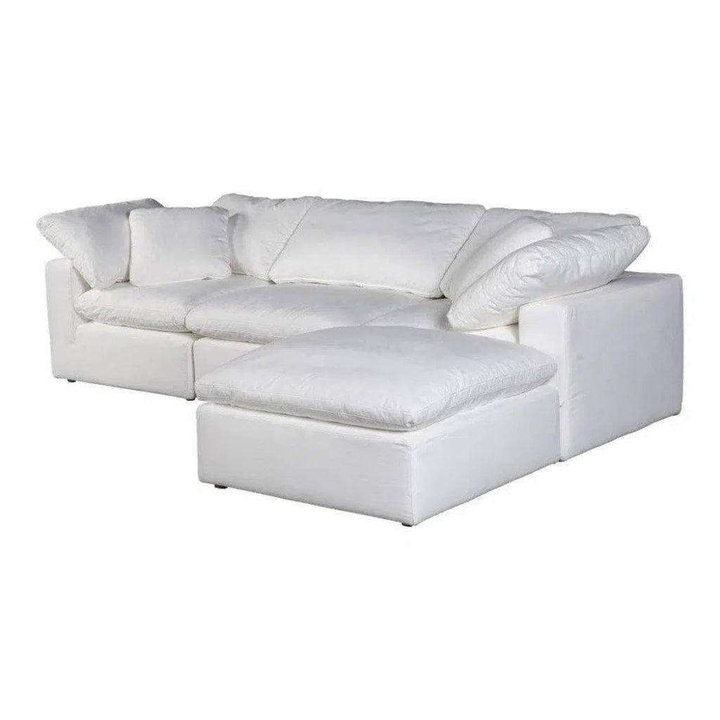 4-Piece Stain-Resistant Terra White Modular Lounge Set - Modern & Durable Sectional Sofa for Living Room, Family Room, or Office