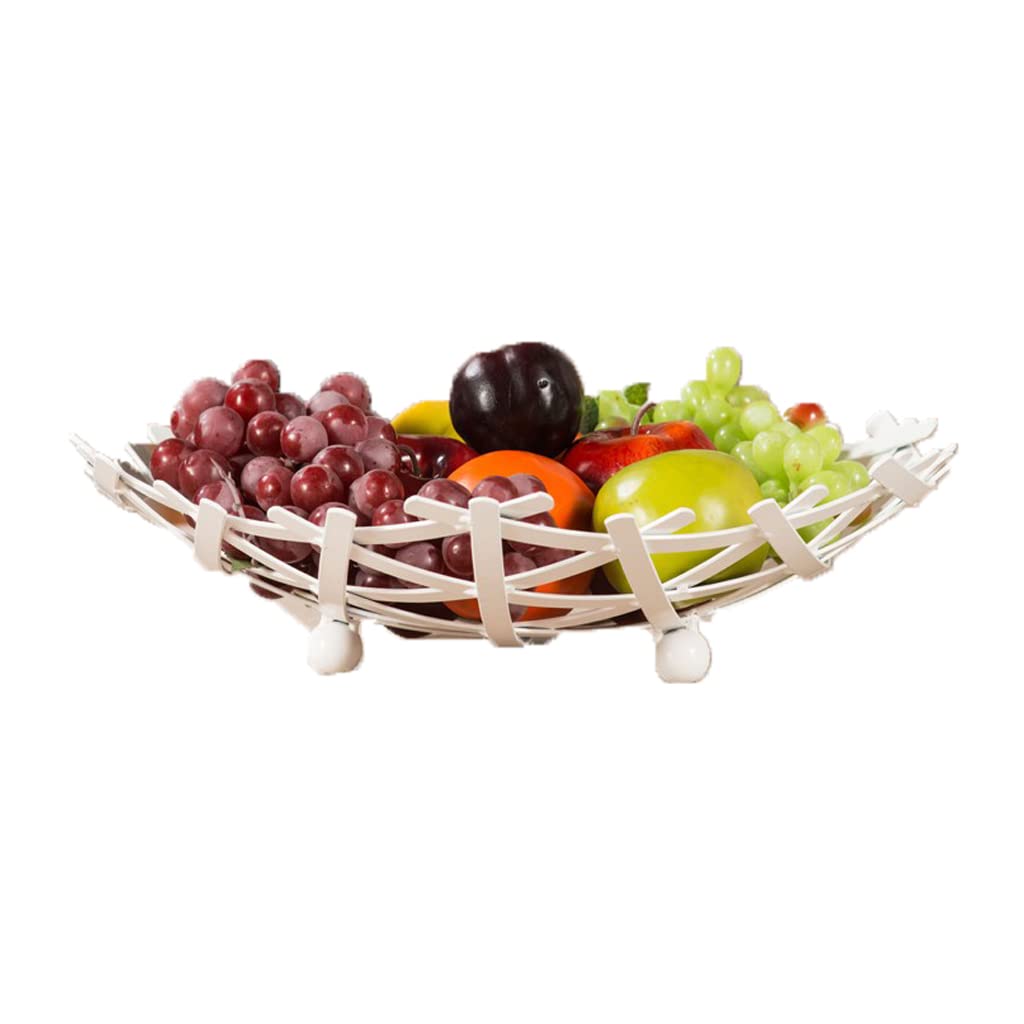 Luxury White Fruit Basket for Home Decor - Small Elegant Snack & Candy Serving Plate for Living Room, Coffee Table, Hotel Front Desk - Perfect for Parties, Gifts & Stylish Display