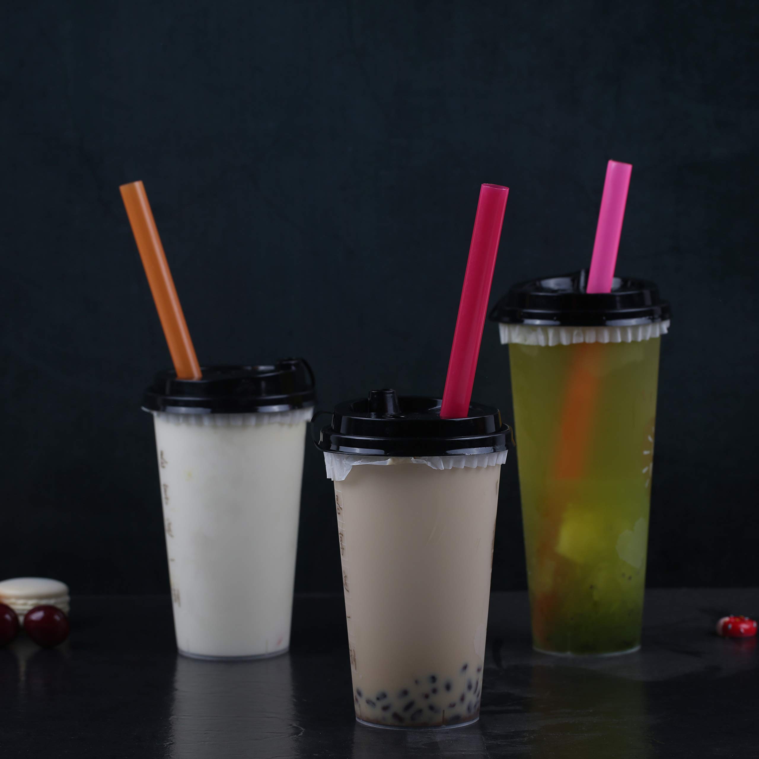 12 Pack Reusable Jumbo Angled Straws for Smoothies & Drinks - BPA Free Food Grade Plastic with Storage Bag & Cleaning Brushes - Perfect for Home, Office, Parties & Travel