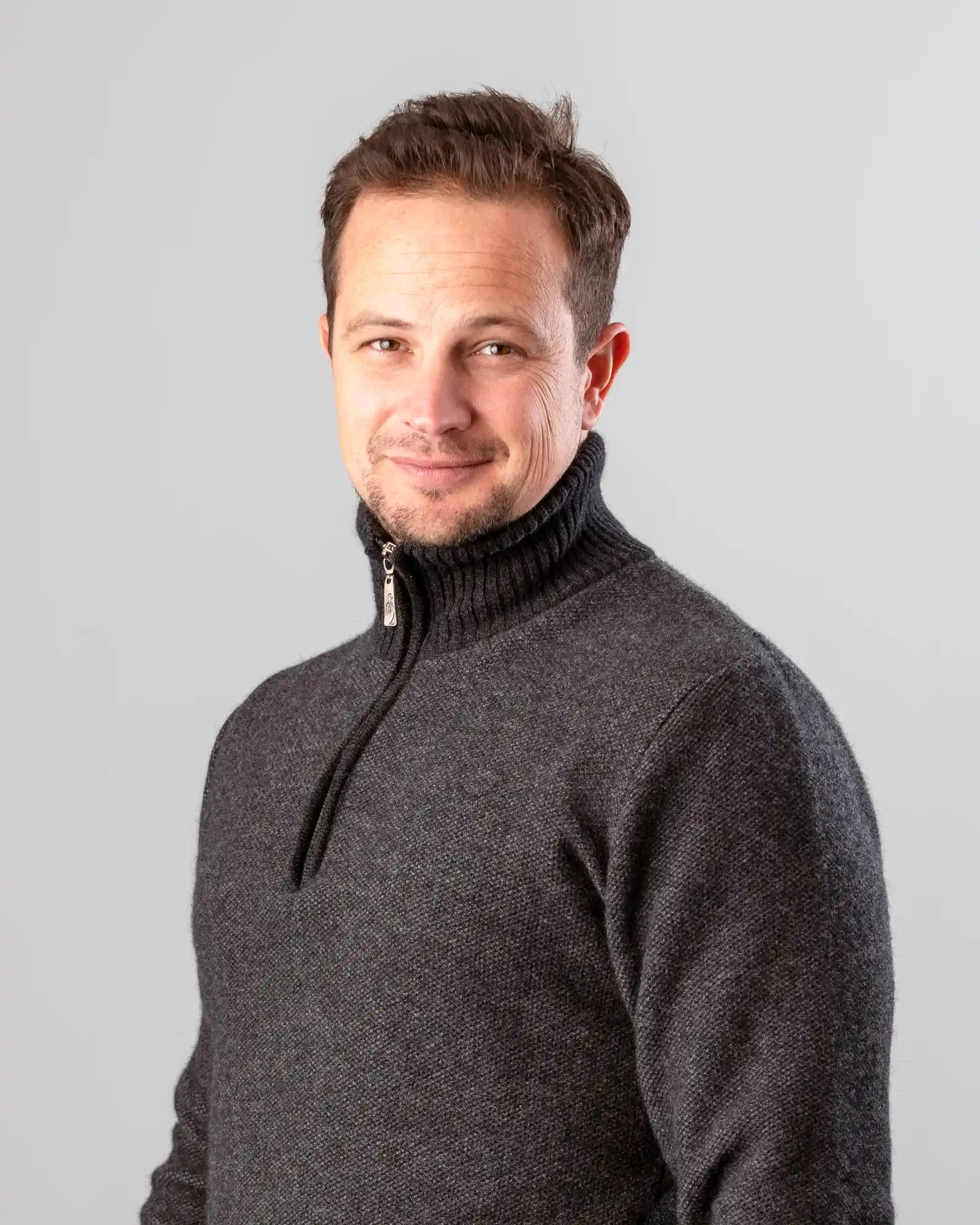 Charcoal Textured Half Zip Sweater for Men - Comfortable & Stylish Pullover for Casual Wear, Outdoor Activities & Fall Layering