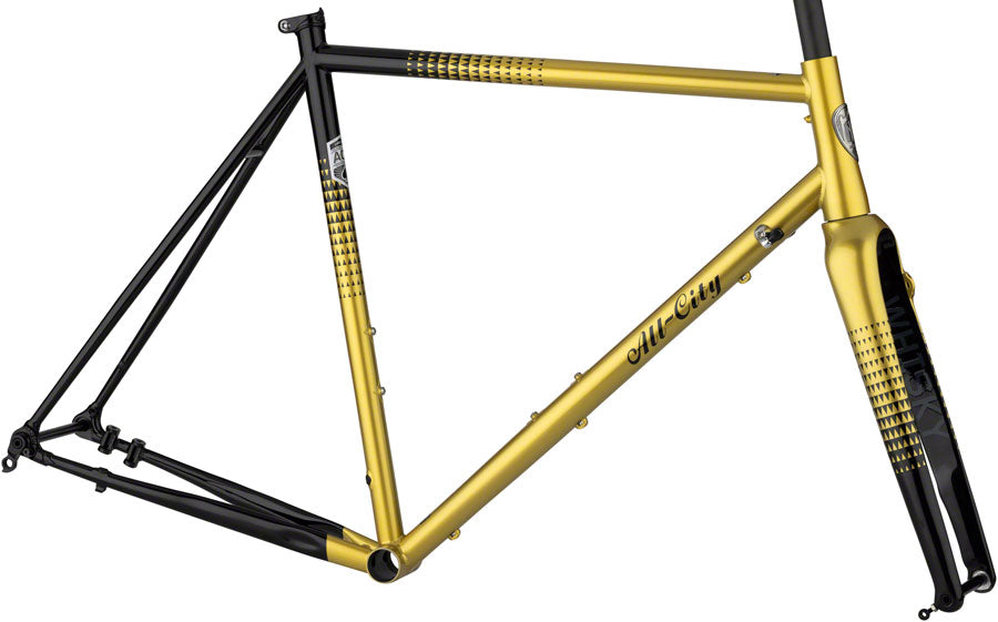 All City Zig Zag 700c Steel Bicycle Frameset - 46cm Golden Leopard Design for Urban Commuting & Road Cycling
