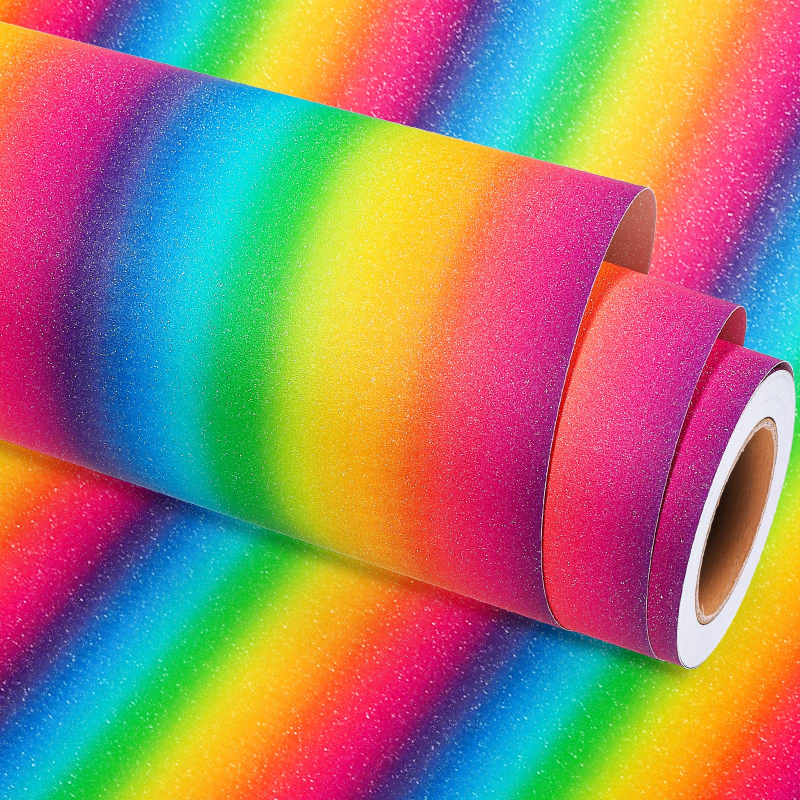 GIRAFVINYL Rainbow Glitter Vinyl Roll - 12
