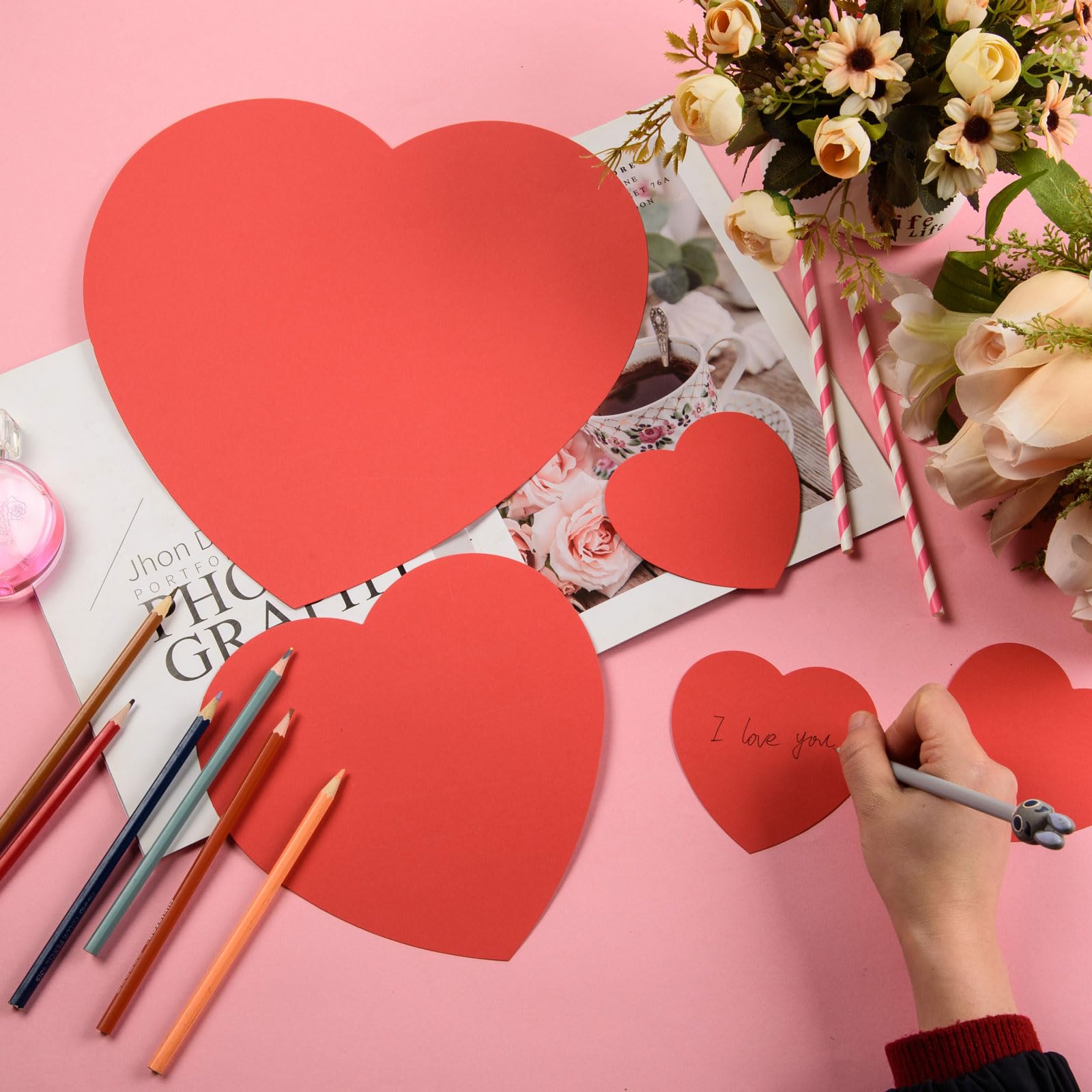 120 Pcs Valentine's Day Heart Cutouts - 11.8
