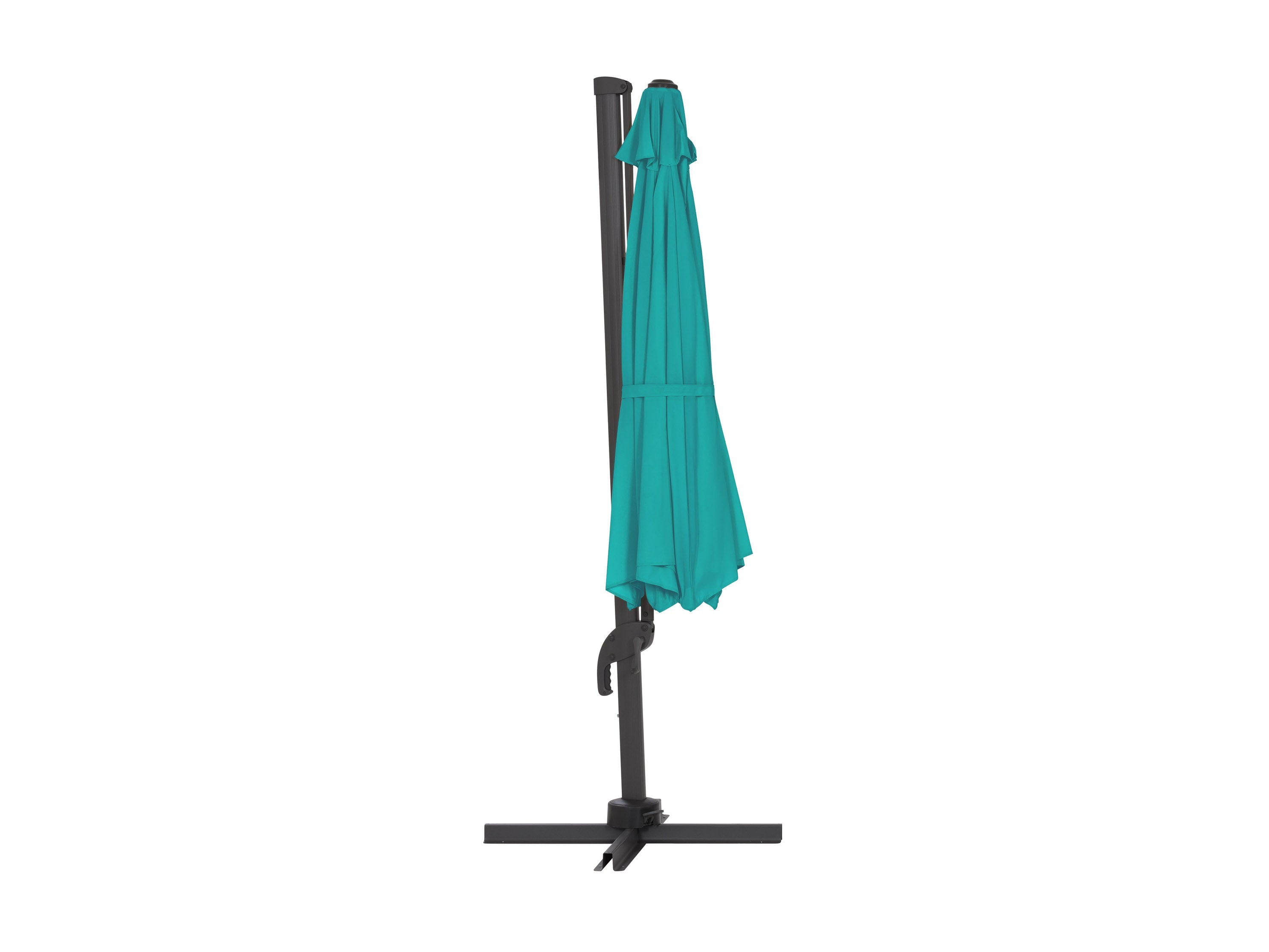 11.5ft Deluxe Offset Patio Umbrella in Turquoise - Outdoor Cantilever Sun Shade for Poolside, Garden, and Backyard Relaxation