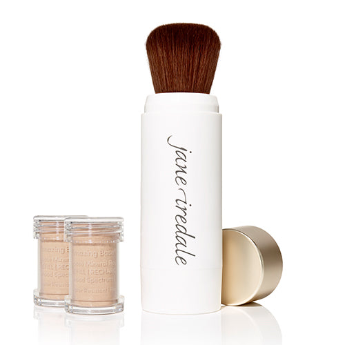 Jane Iredale Amazing Base Refillable Mineral Powder Brush with SPF 20/15 - Buildable Coverage for Flawless Makeup Application, Perfect for On-the-Go Touch Ups & Daily Sun Protection